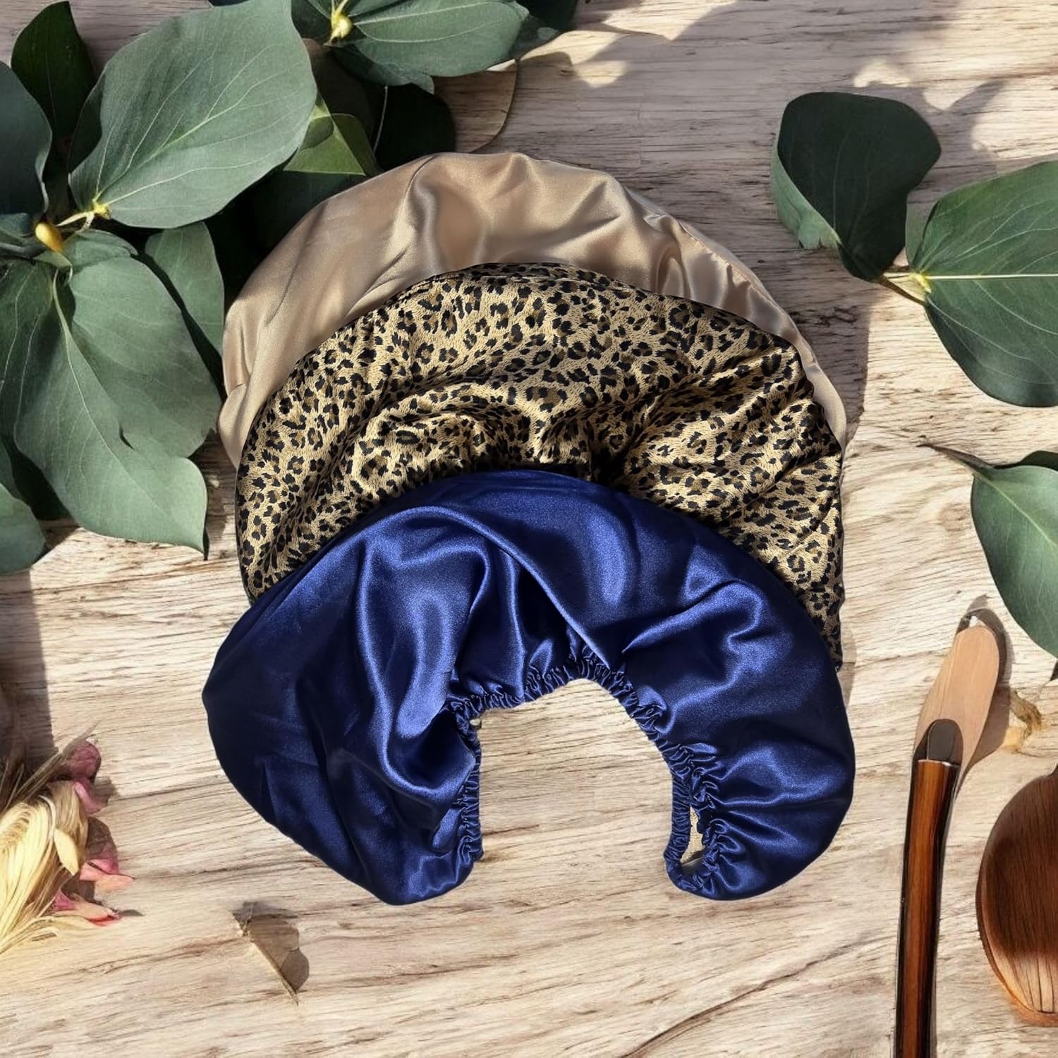 NEXSUN Champagne Satin Plopping Towel for Curly Hair – Adjustable Hair Wrap, Prevents Frizz, Split Ends, & Enhances Curl Definition – Satin & Microfiber Hair Towel for Long Hair - Image 3