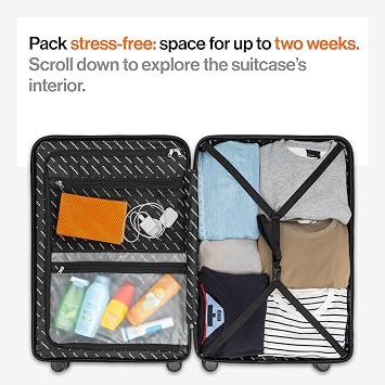 Travely Polycarbonate XL Suitcase Large 77cm - 158cm Linear Dimensions - 20kg Suitcase Including TSA Lock, Hard Shell, Travel Case