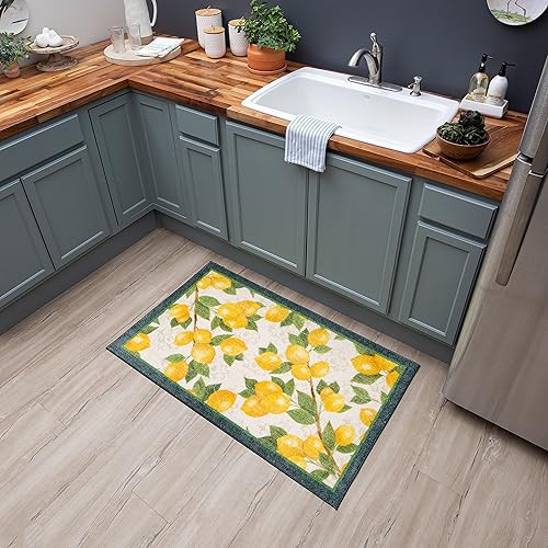 Mohawk Home Alfombra de cocina de verano lavable a máquina, Lemon Grove azul marino, 2 pies 6 pulgadas x 4 pies 2 pulgadas disponible en Yaxa Venezuela