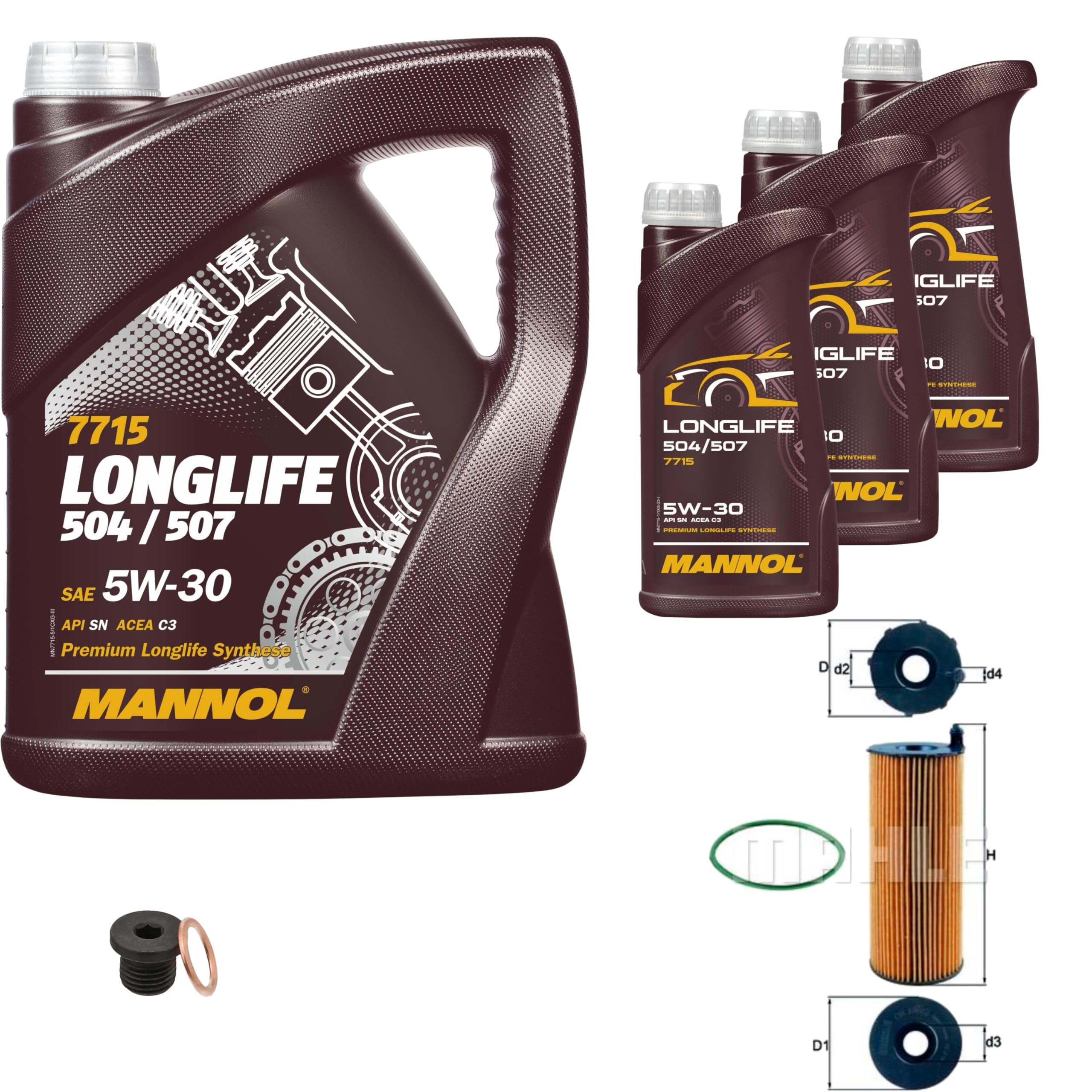 Inspektionspaket Mit 8L Motoröl 5W-30 Longlife - Inkl. Ölfilter & Ablassschraube