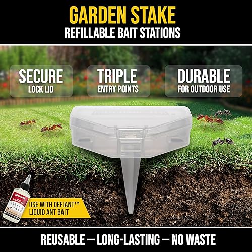 Miniatura 2 de Catchmaster Defiant - Trampas para hormigas reutilizables para exteriores (paquete de 5)  Mata hormigas en jardín, tierra o mantillo, cebo líquido