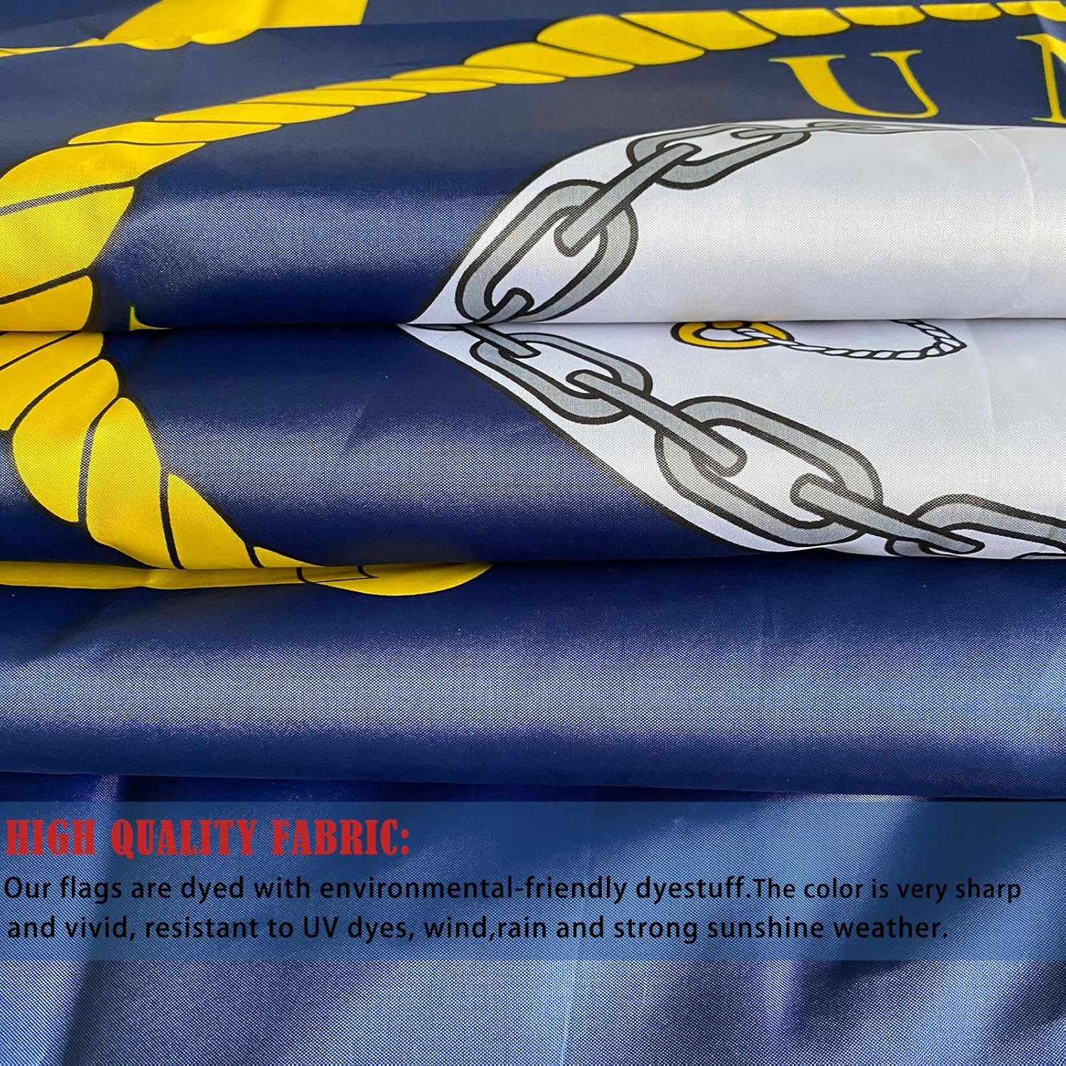 Navy Emblem Military Flag 3x5 Outdoor Double Sided- Heavy Duty 3ply United States Navy Flags Super Durable USN Flags 4 Rows Stitched Edge Canvas Header with 2 Brass Grommets - Image 6