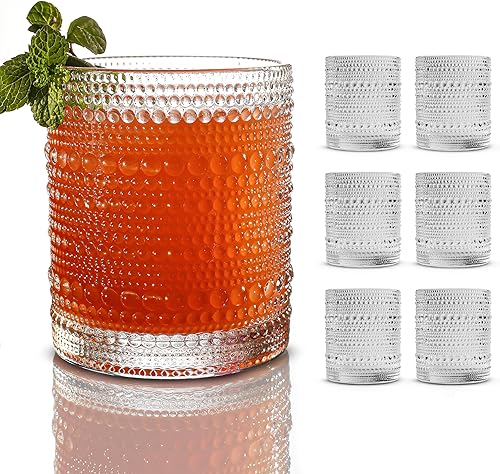 Miniatura 8 de Vasos de Beber Hobnail, Juego de Vasos Vintage de 6 Piezas, Vasos Vintage de 16.2 oz, Vasos de Burbujas para Beber, Vasos Hobnail, Vasos de Cristal
