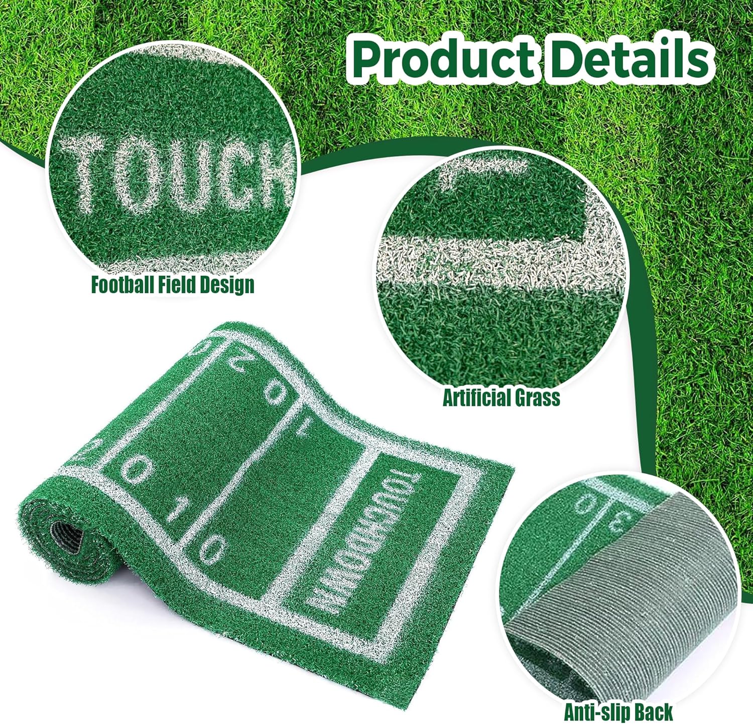 American Football Table Runner Artificial Grass Decoration 16 x 71 Inch Grass Touchdown Game Days Table Centerpieces Decor for Football Party Favors Home Dinning Decor(16*71in)