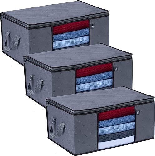 Miniatura 9 de VENO - Organizador de bolsas de almacenamiento extra grande con asa reforzada y plegable con cremallera resistente y tejido grueso para edredones