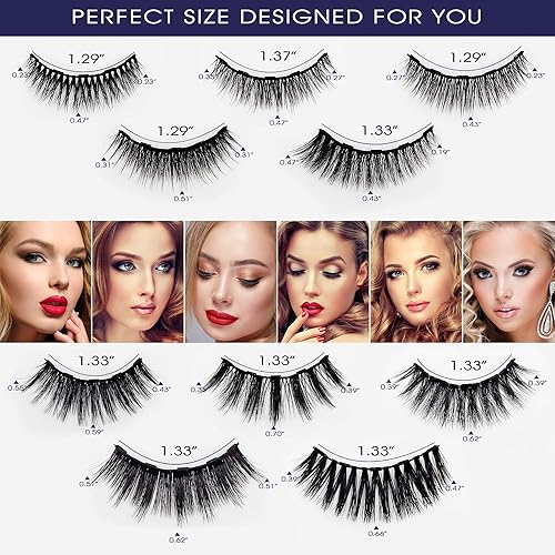 Miniatura 4 de Pestañas magnéticas con kit de delineador de ojos, pestañas magnéticas SevenCrown de aspecto natural con 4 tubos de forro magnético mejorado,