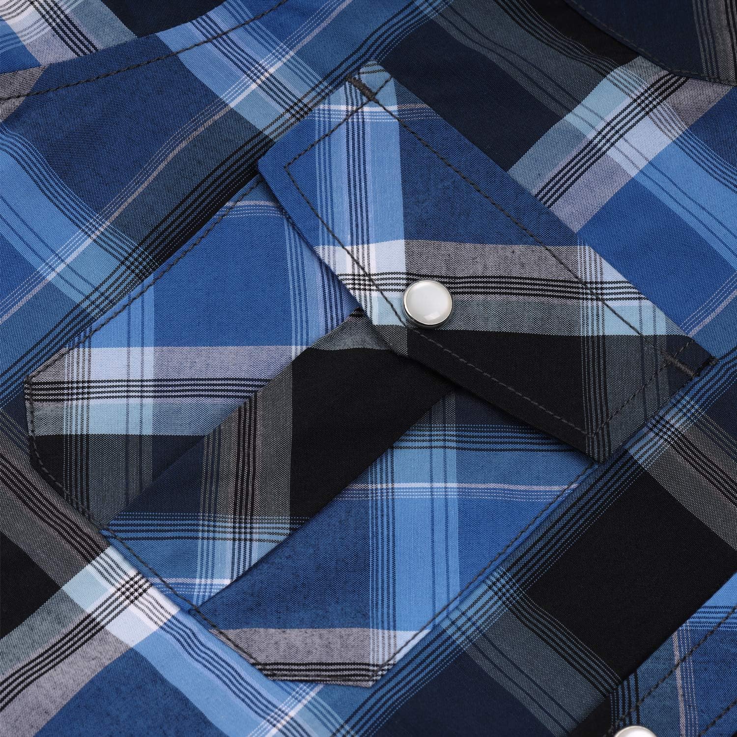 Boy's Toddler Kids Casual Long Sleeve Western Pearl Snap Button Up Plaid Shirt 4-16 Years (#4 Bule & Black, 4) - Image 5