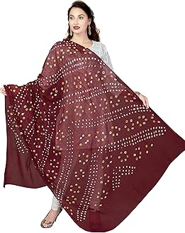 RANI SAAHIBAWomen's Cotton Dupatta (SKRDD1497, Maroon)