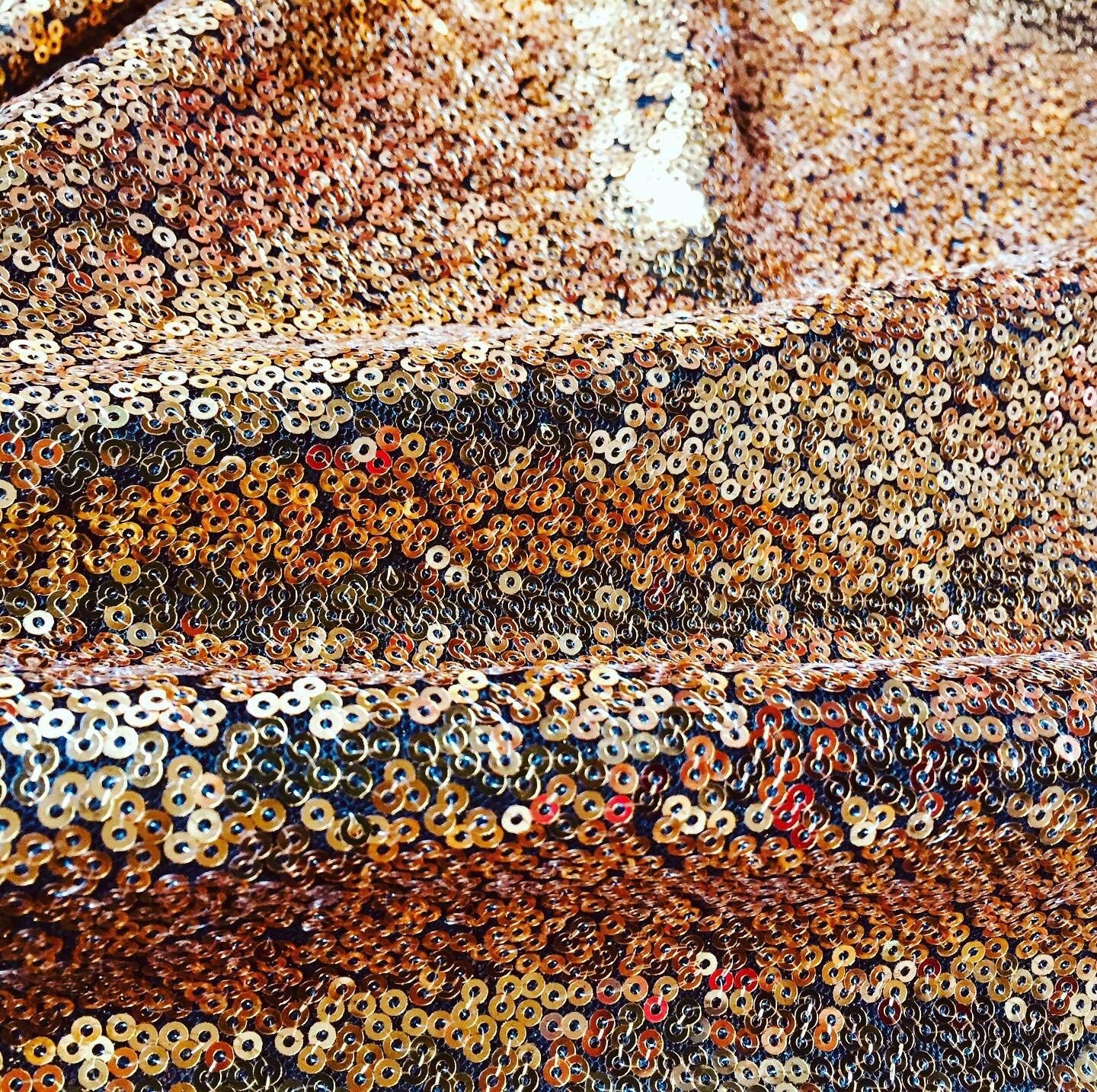 3mm MINI Sequin Fabric Material, 2 Way Stretch for Wedding, Dress, Backdrop Sparkling or Matte Sequins - 51 inches Wide (Sold by The Yard) (Gold on Black)