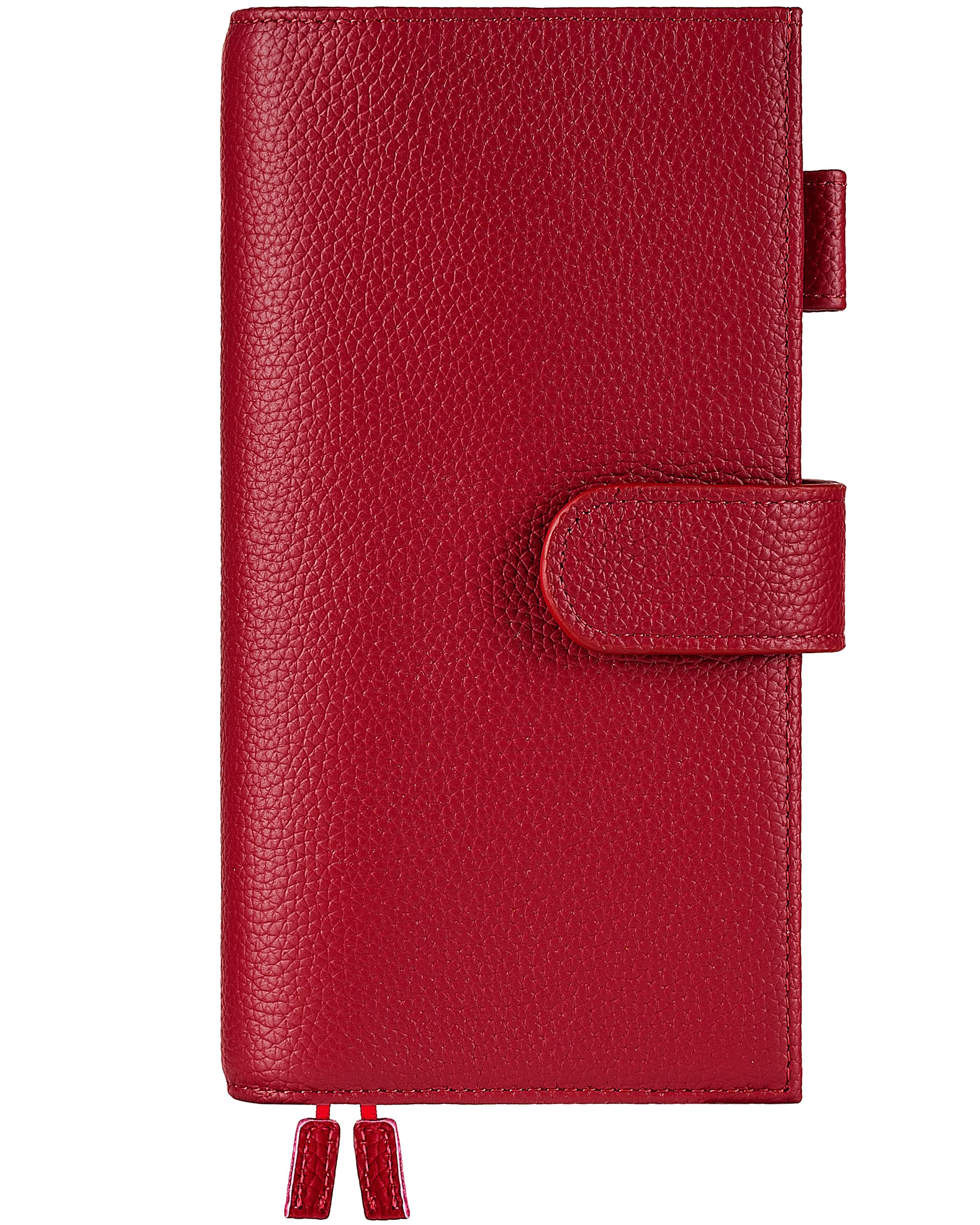 Ox Knight Leather Cover for Hobonichi Weeks/Weeks Mega - with Pen Loop, Card Slots, Back Pocket, and Bookmarks (Red)