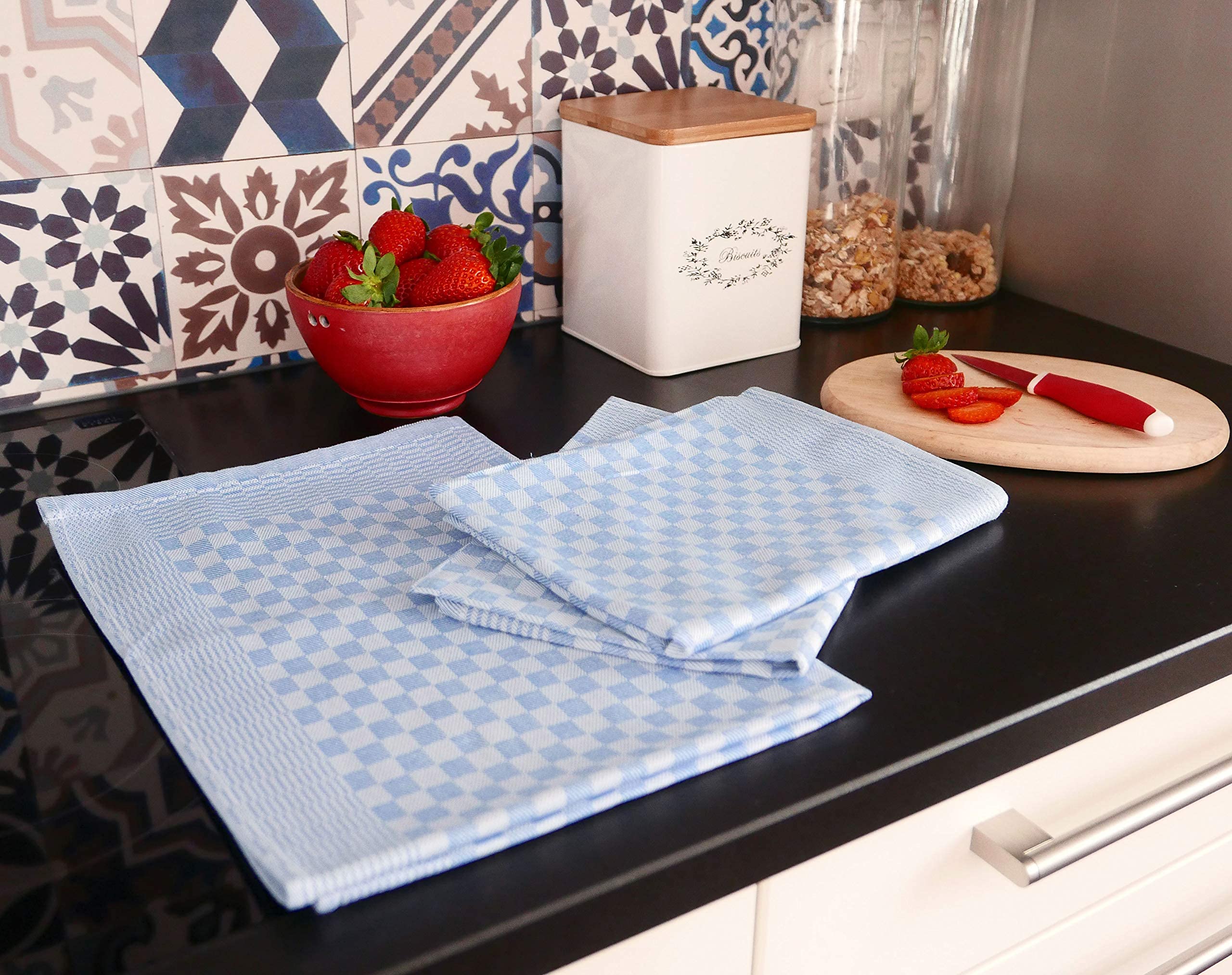 ZOLLNER Zestaw 10 Ściereczek Kuchennych 100% Bawełny 46x70 cm Niebieskie