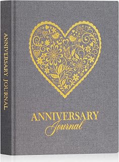 Lanpn Wedding Anniversary Journal Book, Linen Dating 1st to 70th Couple Memory Book Wedding Scrapbook, 190 Pages Love Stories Notebook Newlywed Marriage Anniversary Bridal Shower Gift, Grey