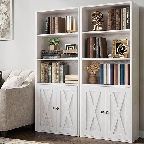 Vista 4 de IRONCK Estanterías industriales y estanterías con puertas de 11.8 pulgadas de profundidad, juego de 2 estantes de pie, 5 estantes de almacenamiento