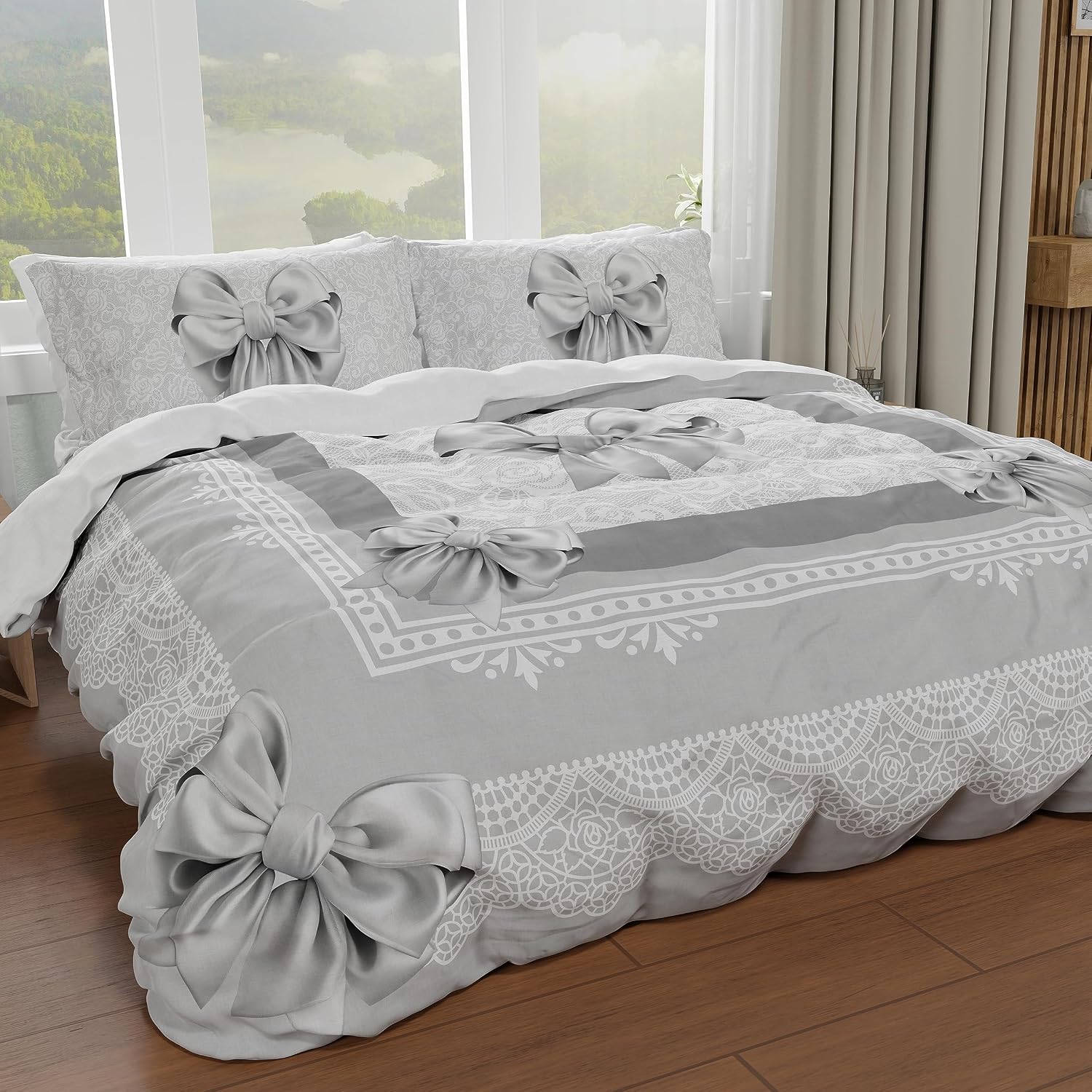 Copripiumino Biancheria Da Letto Catherine Lansfield Ziggurat - 250x200 + 2 Federe 50x80, 100% Cotone