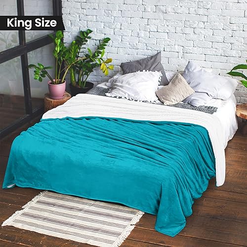Miniatura 2 de Utopia Bedding Sherpa - Sábana reversible de franela, Lana, Turquoise, King