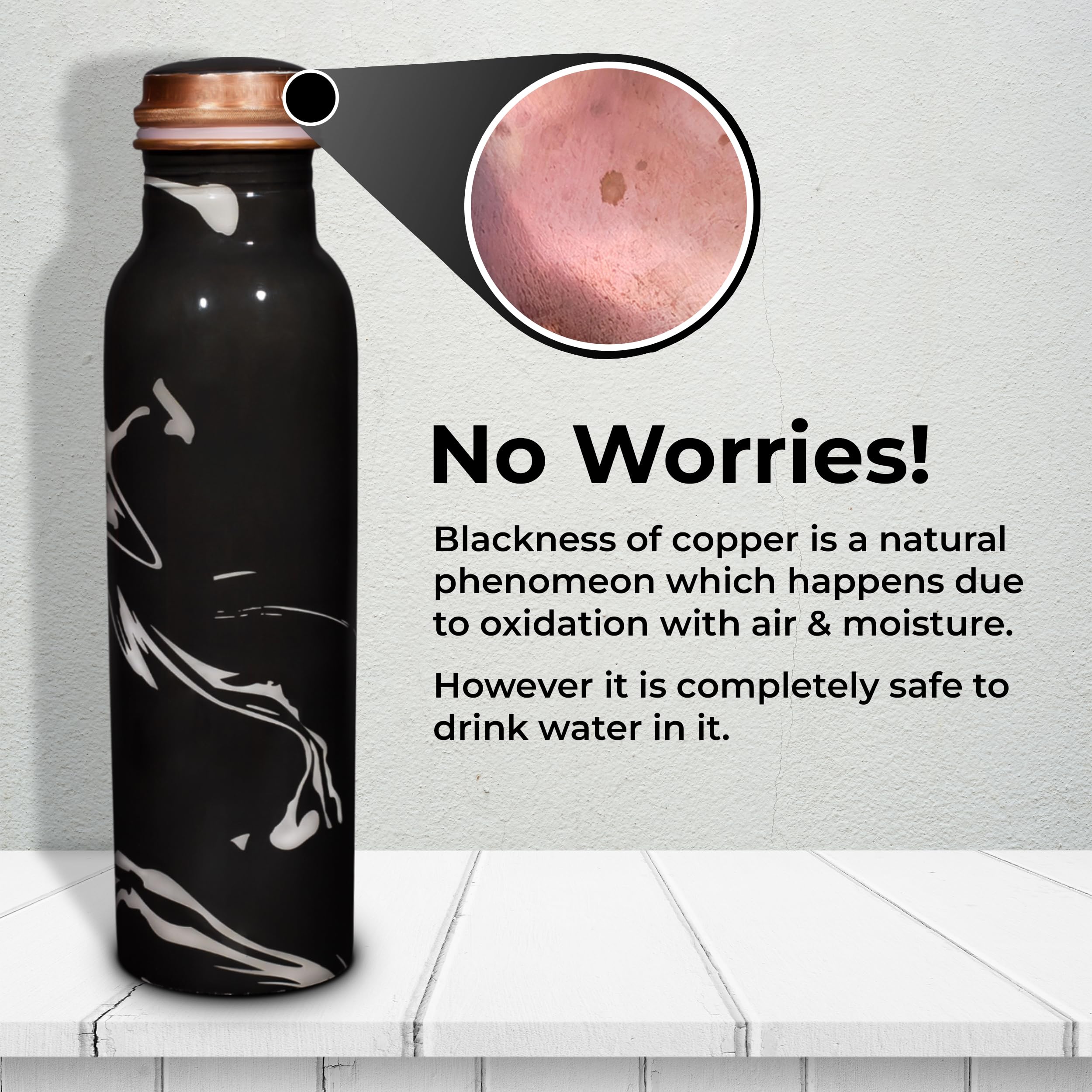 Allo Pure Copper Water Bottle - 1L Leakproof -7