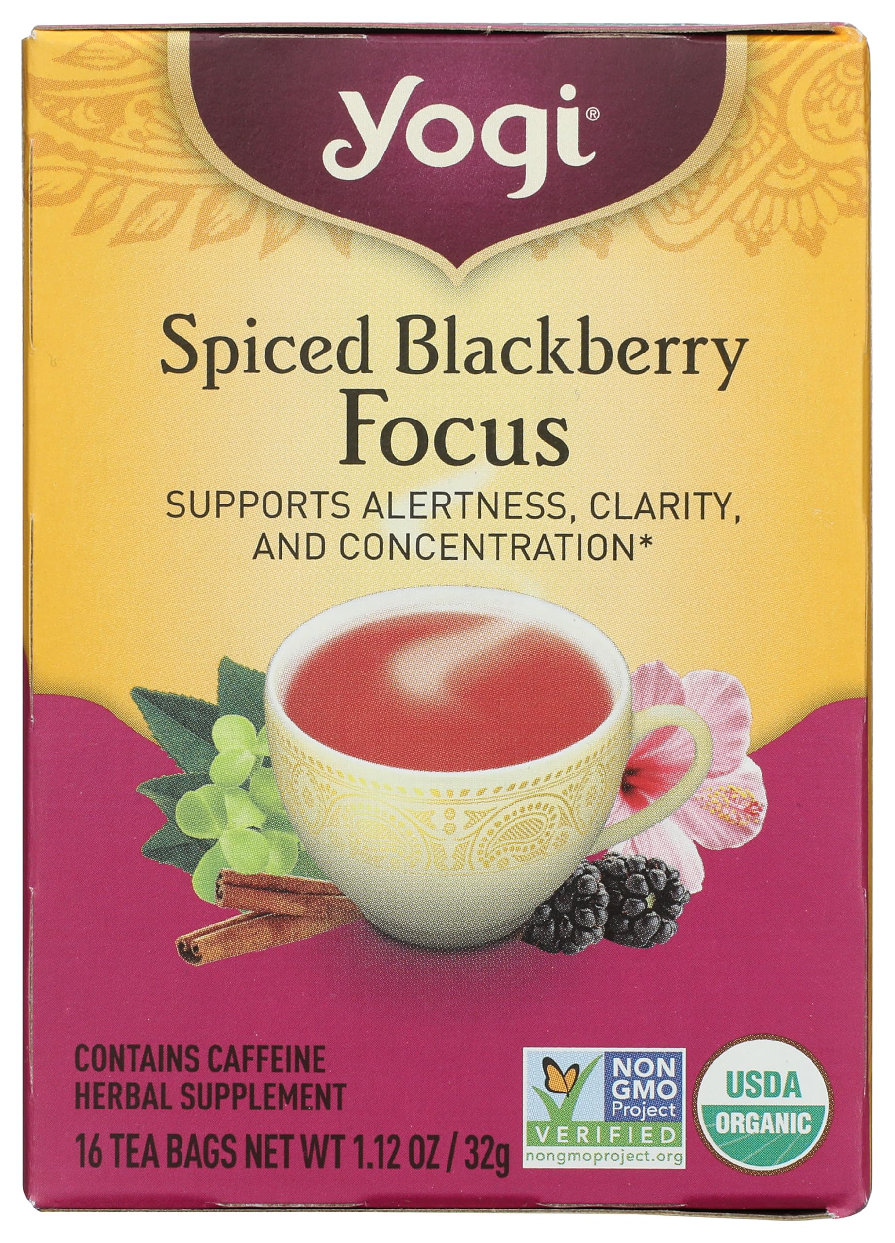Yogi, Tea Bags Focus Spiced Blackberry Tea, 16 Count