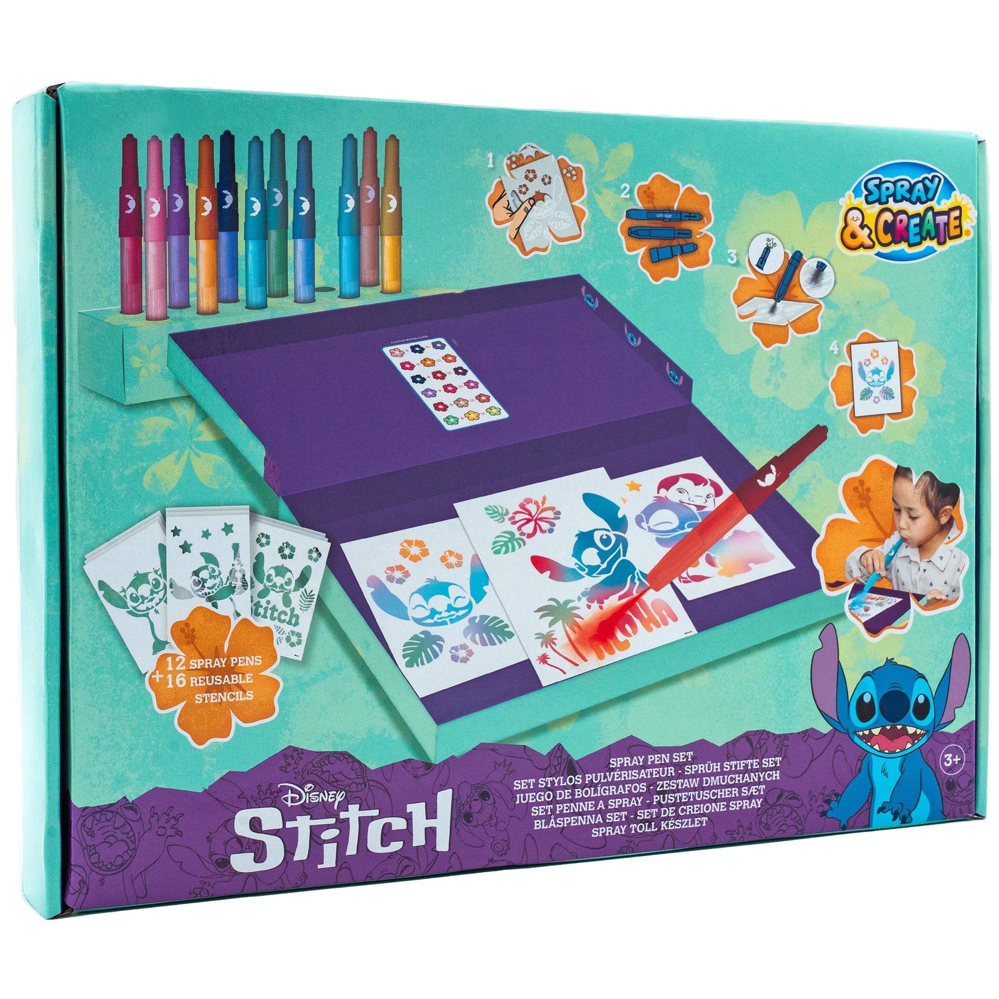 Disney - Lilo & Stitch - Spray Pen Set Desktop Box - Colouring Pens for Children - Colouring Set ...