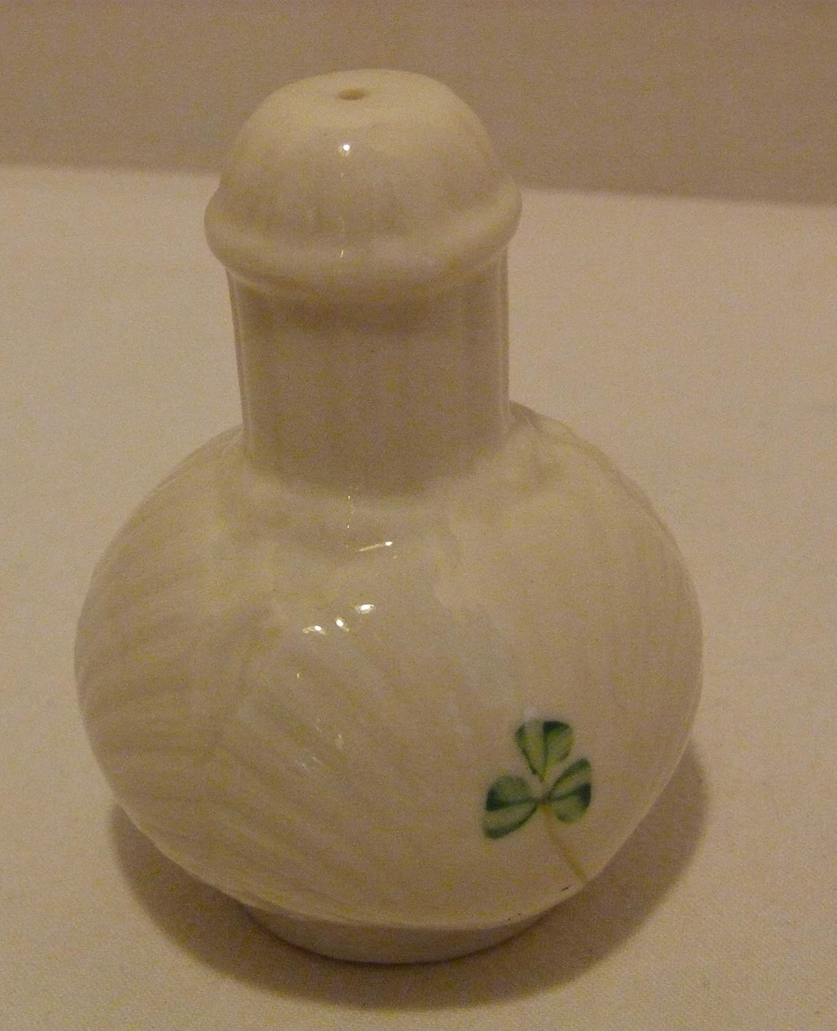 Vintage Belleek Pottery Parian China Salt Shaker Harp Shamrock Pattern Made in Ireland