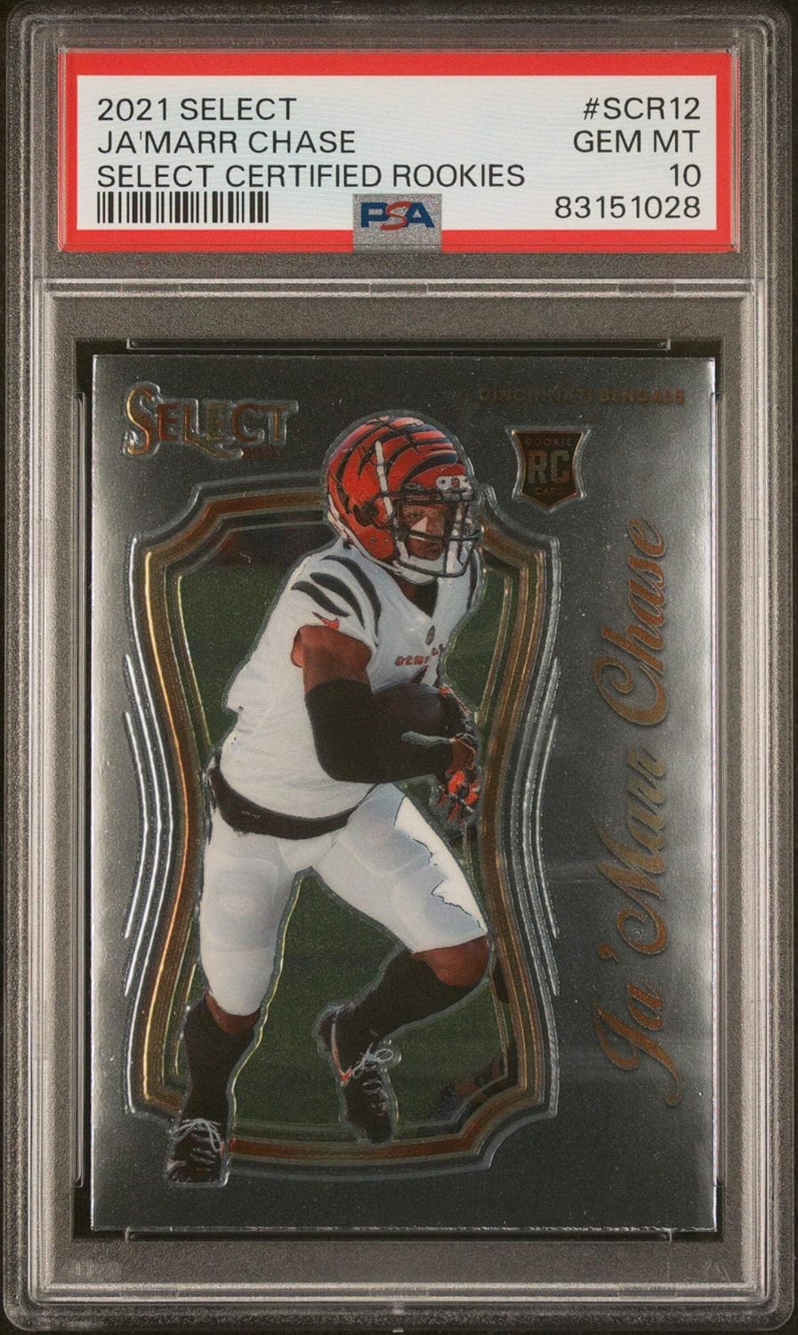Graded 2021 Panini Select Ja'Marr Chase #SCR12 Certified Rookies RC Football Card PSA 10 Gem Mint