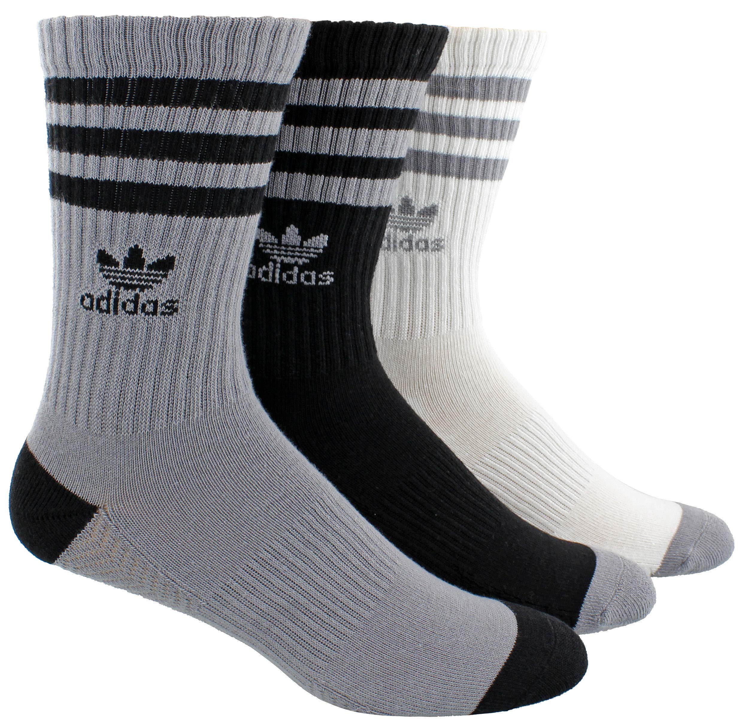 adidas OriginalsMens Roller Crew Socks (3-pair), White/Black/Grey