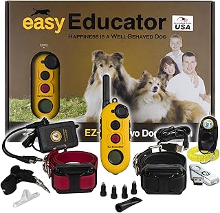 E-Collar Educator EZ-902-1/2 Mile Remote Waterproof Trainer Easy Educator - Static, Vibration and Sound Stimulation Collar with PetsTEK Dog Training Clicker