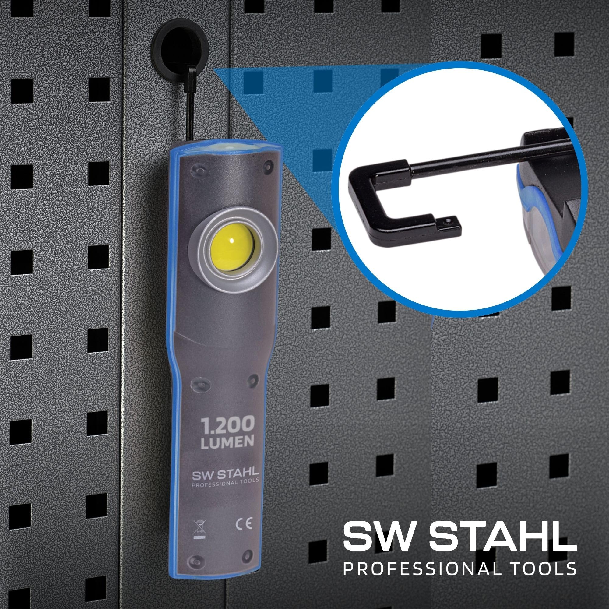 SW STAHL LED Handleuchte, 1.000 Lumen S9790 | Tragbare COB Arbeitsleuchte mit Li-Ion Akku, Metallgehäuse, Polycarbonat-Abdeckung und praktischer Ladestation
