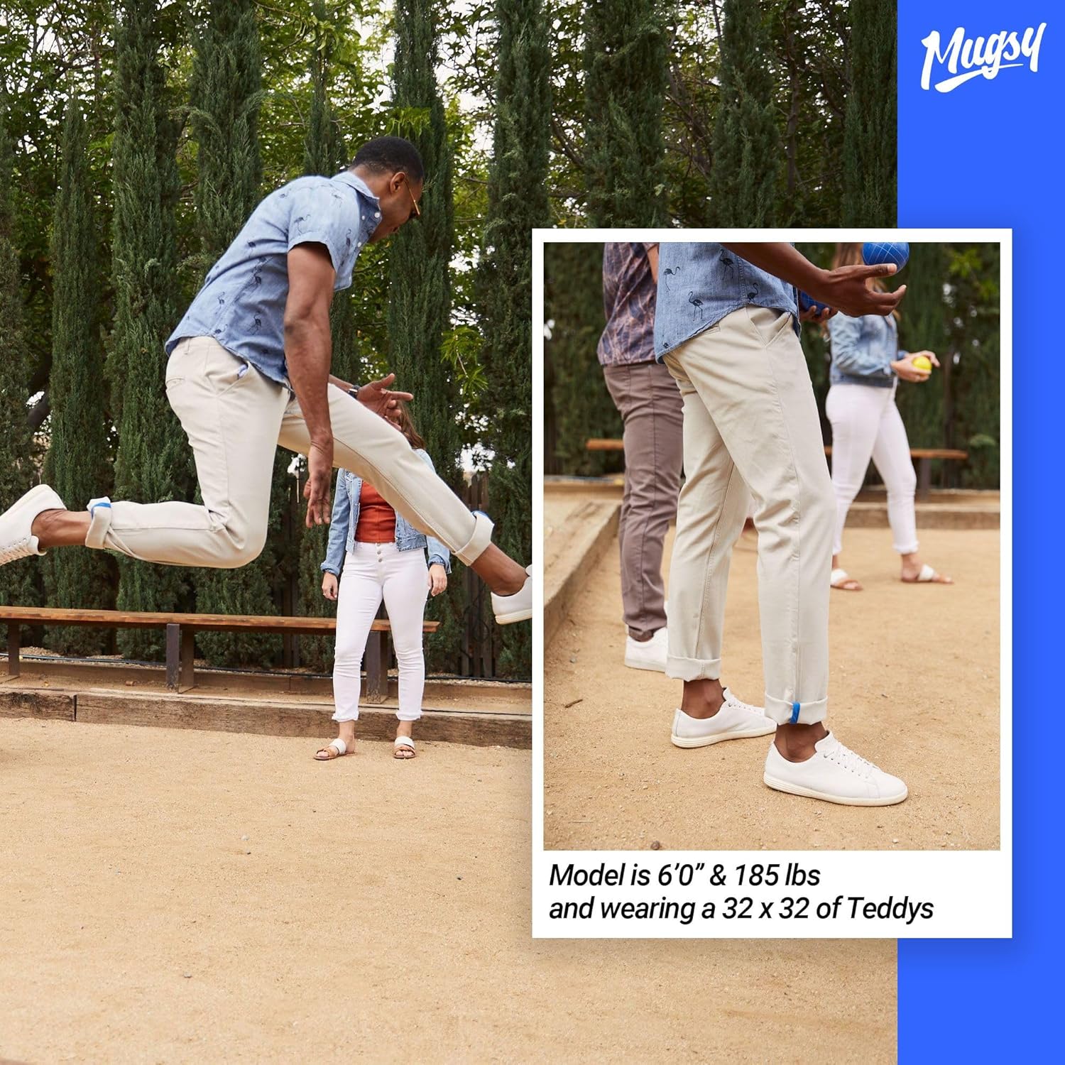 Mugsy Men's Chino Pants, Classic Fit, Stretch Khakis, Comfortable, Flexible, True to Size - Image 8