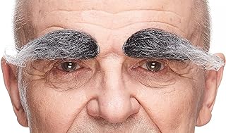 Mustaches Self Adhesive, Novelty, Realistic, Fake Eyebrows, Salt and Pepper Color