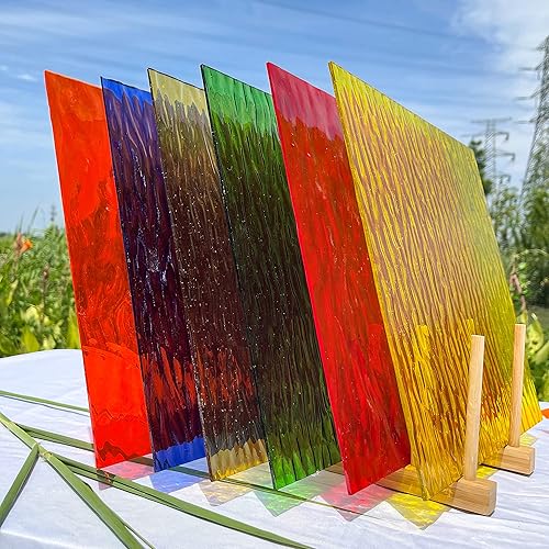 Unicoshape Hojas de mosaico de vitrales de 12 x 12 pulgadas, paquete de 6 (total 5.8 pies cuadrados), coloridas hojas de arte y manualidades para