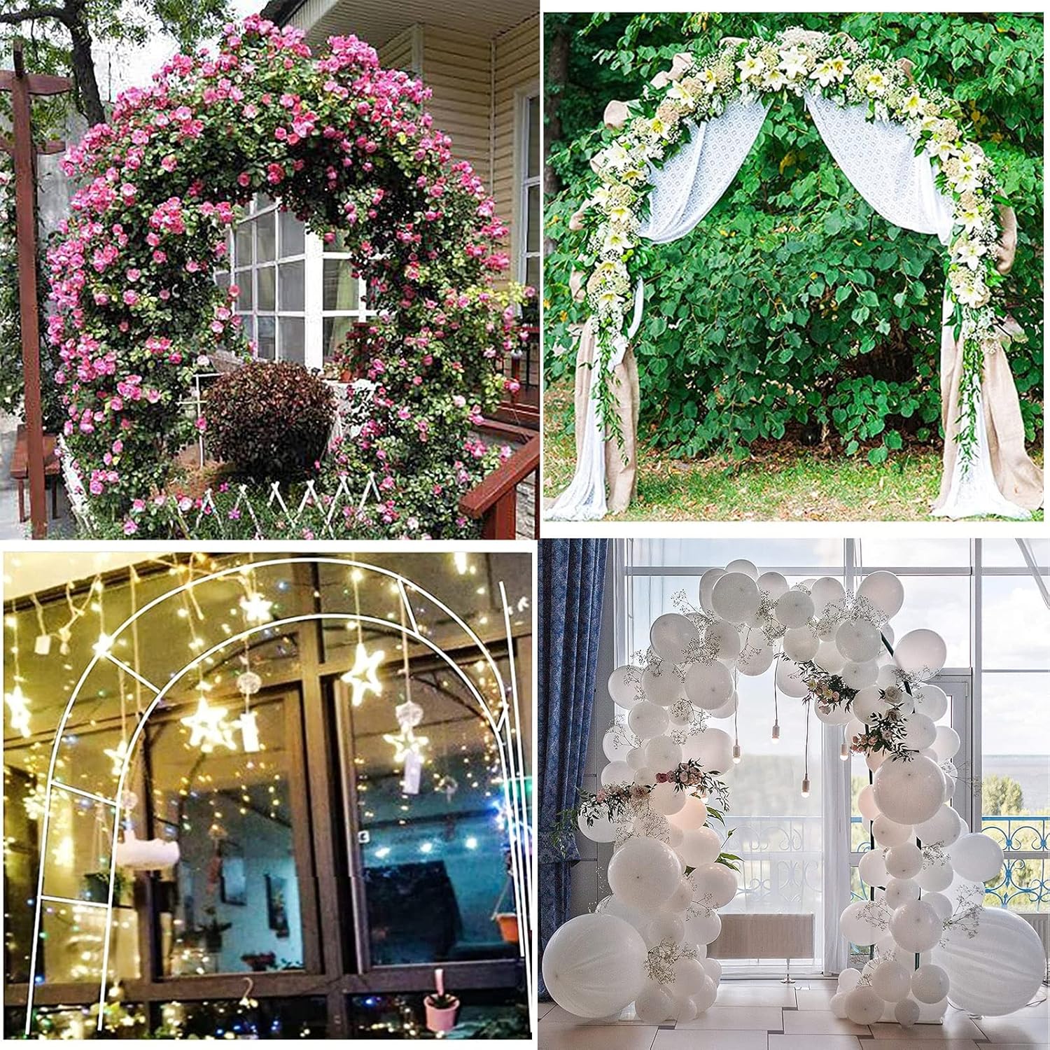 Garden Arch Plant Climbing Stand, Rose arch Arbor Wedding Decor Archway, Weather Resistant Metal Support Trellis Pergola Arbor, Detachable Base, for Indoor and outdoor ( Color : Black , Size : 140x230