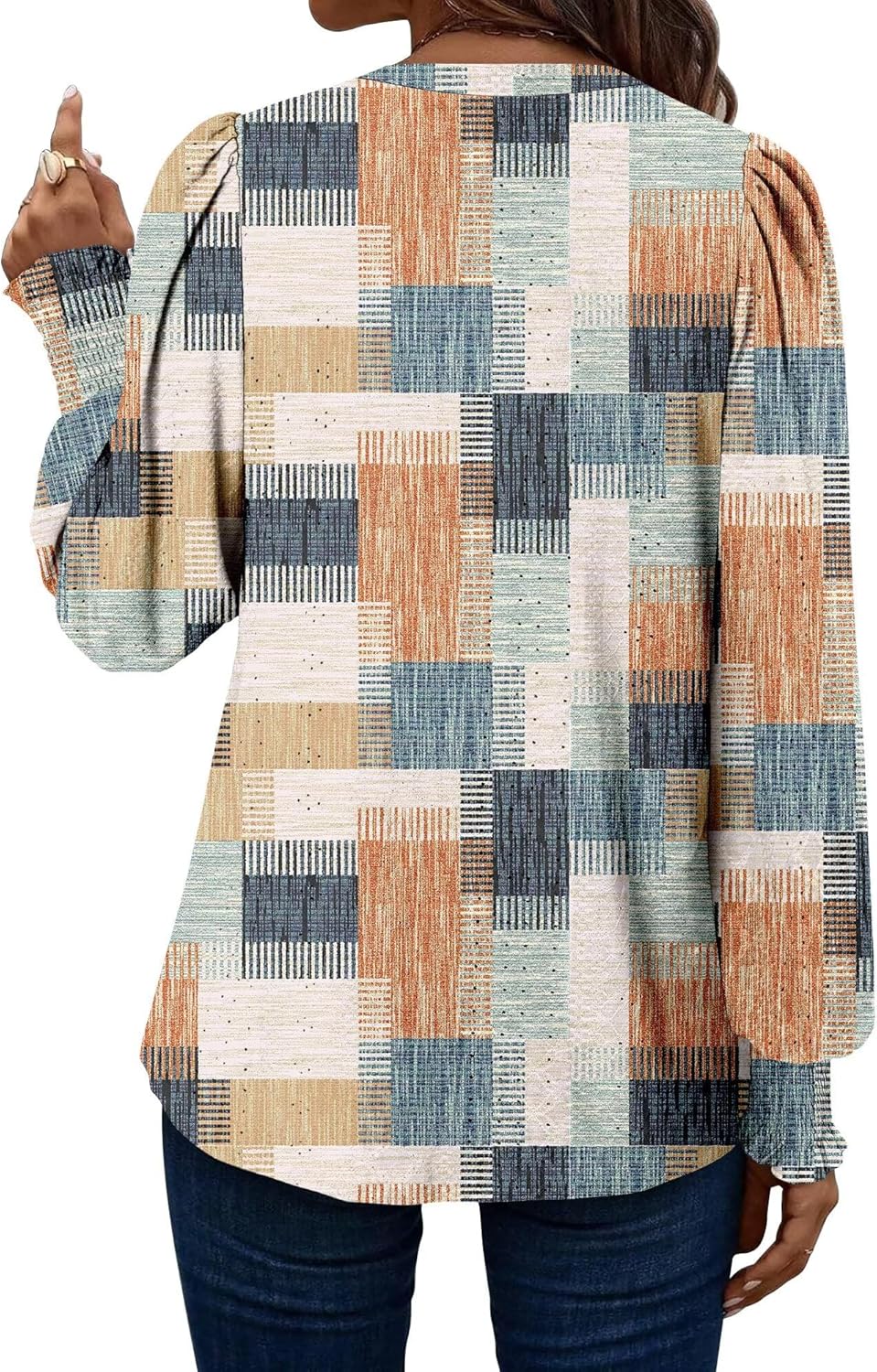 Magritta Womens Blouses Fall Tops Casual Long Sleeve Work Shirts Dressy V Neck Button Up Tunic Tshirts - Image 4