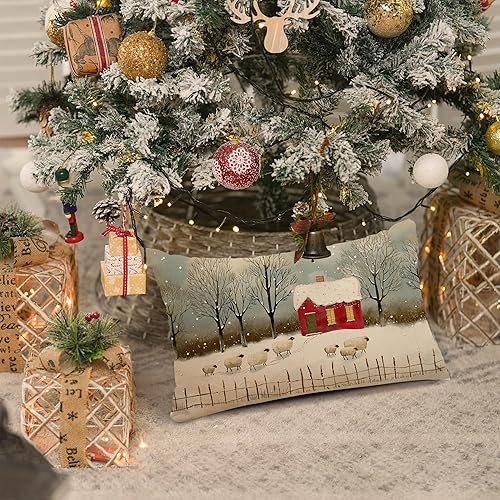 Miniatura 7 de Funda de almohada de Navidad de 12 x 20 pulgadas, diseño de rayas grises, funda de almohada de Papá Noel, cojín de Navidad para decoración de Navidad