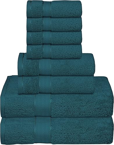 GLAMBURG Juego de toallas prémium de 8 piezas de 700 GSM, contiene 2 toallas de baño de 30 x 54 pulgadas, 2 toallas de mano de 16 x 28 pulgadas, 4 disponible en Yaxa Peru