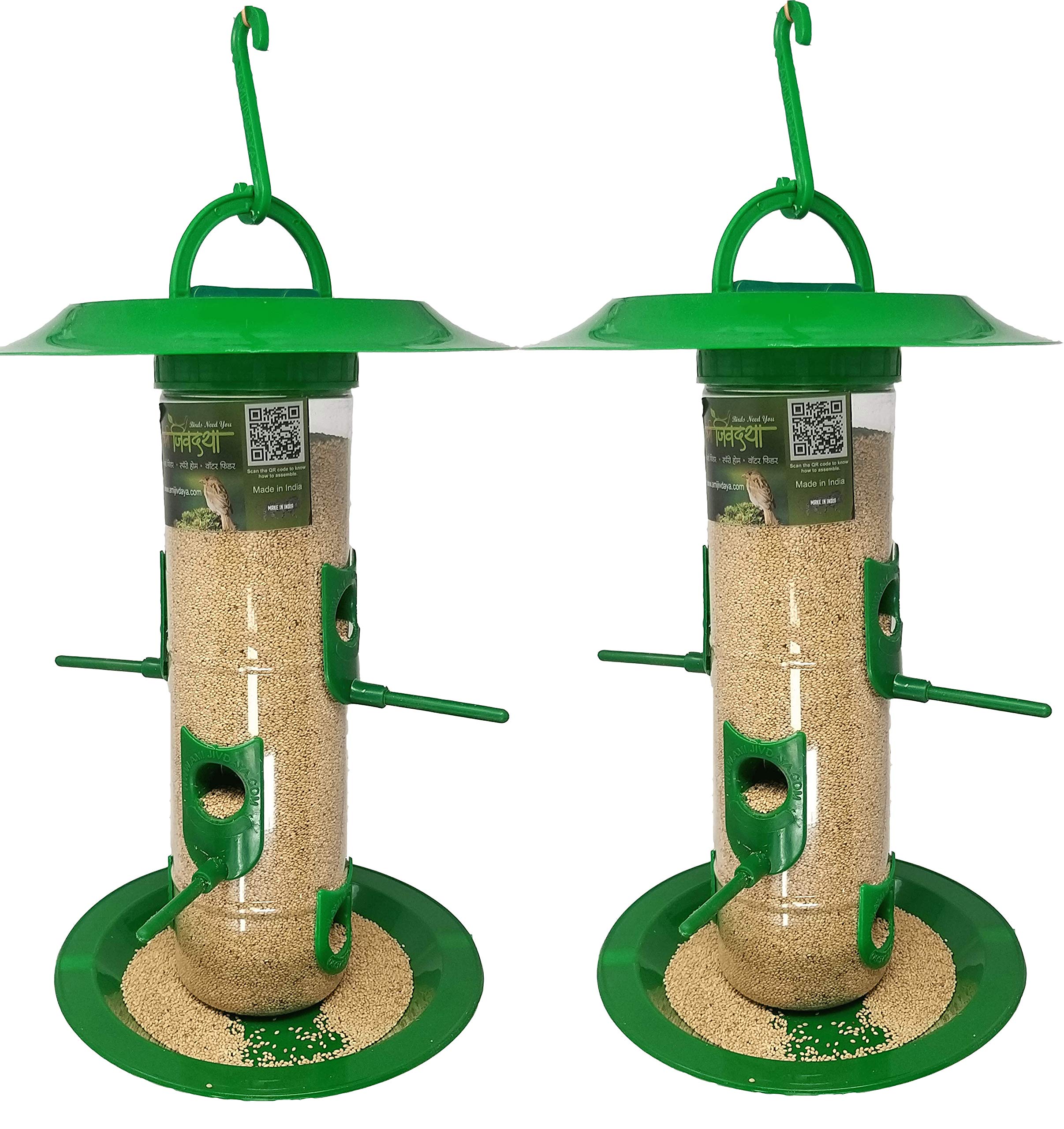 Amijivdaya Large Bird Feeder with Hut (Green, Transparent) - Pack of 2 (B07XRYLCFS) Amazon Price History, Amazon Price Tracker