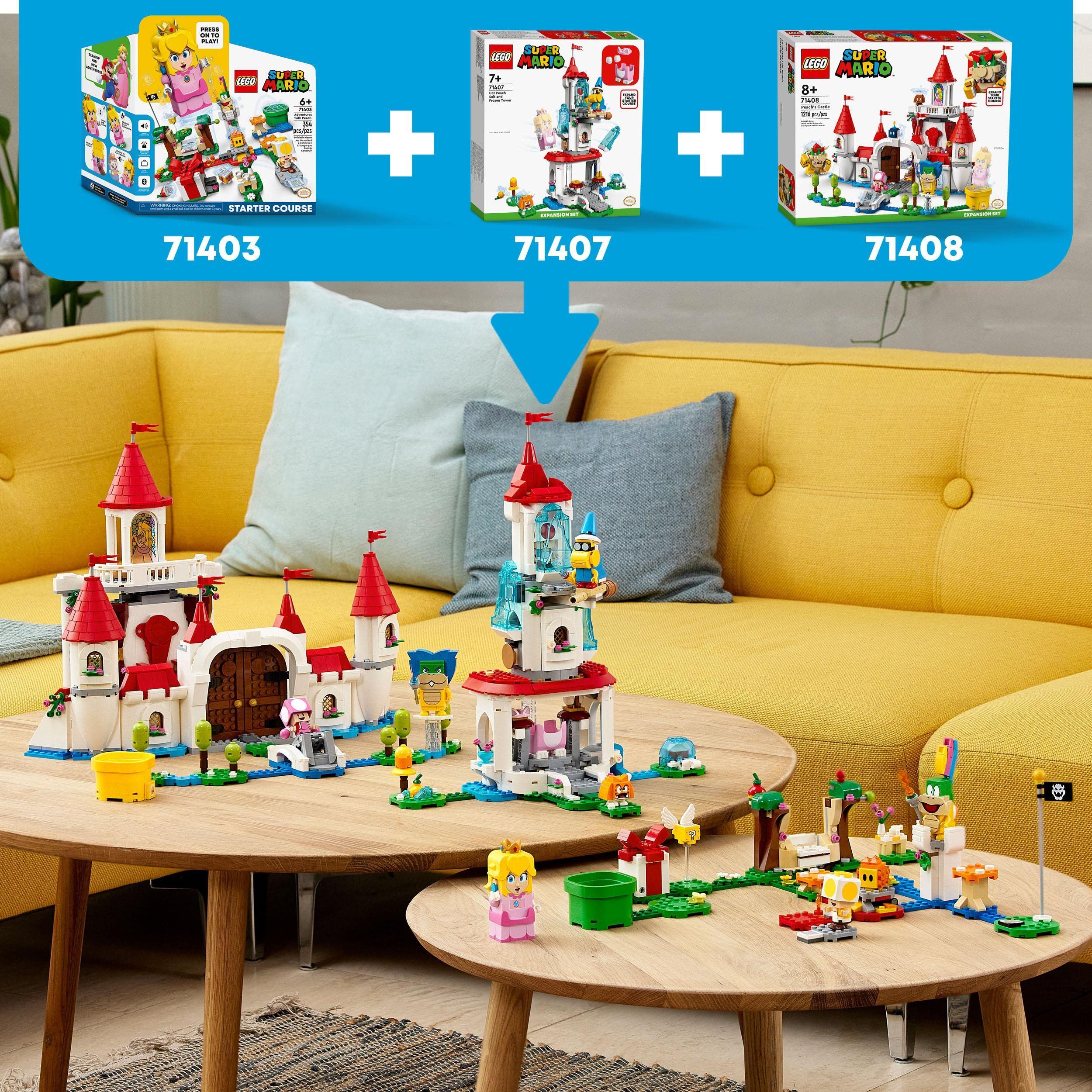 LEGO Super Mario 71407 Cat Peach i lodowa wieża — zestaw rozszerzający (494 elementy), pomysł na prezent dla dzieci w wieku od siedmiu lat