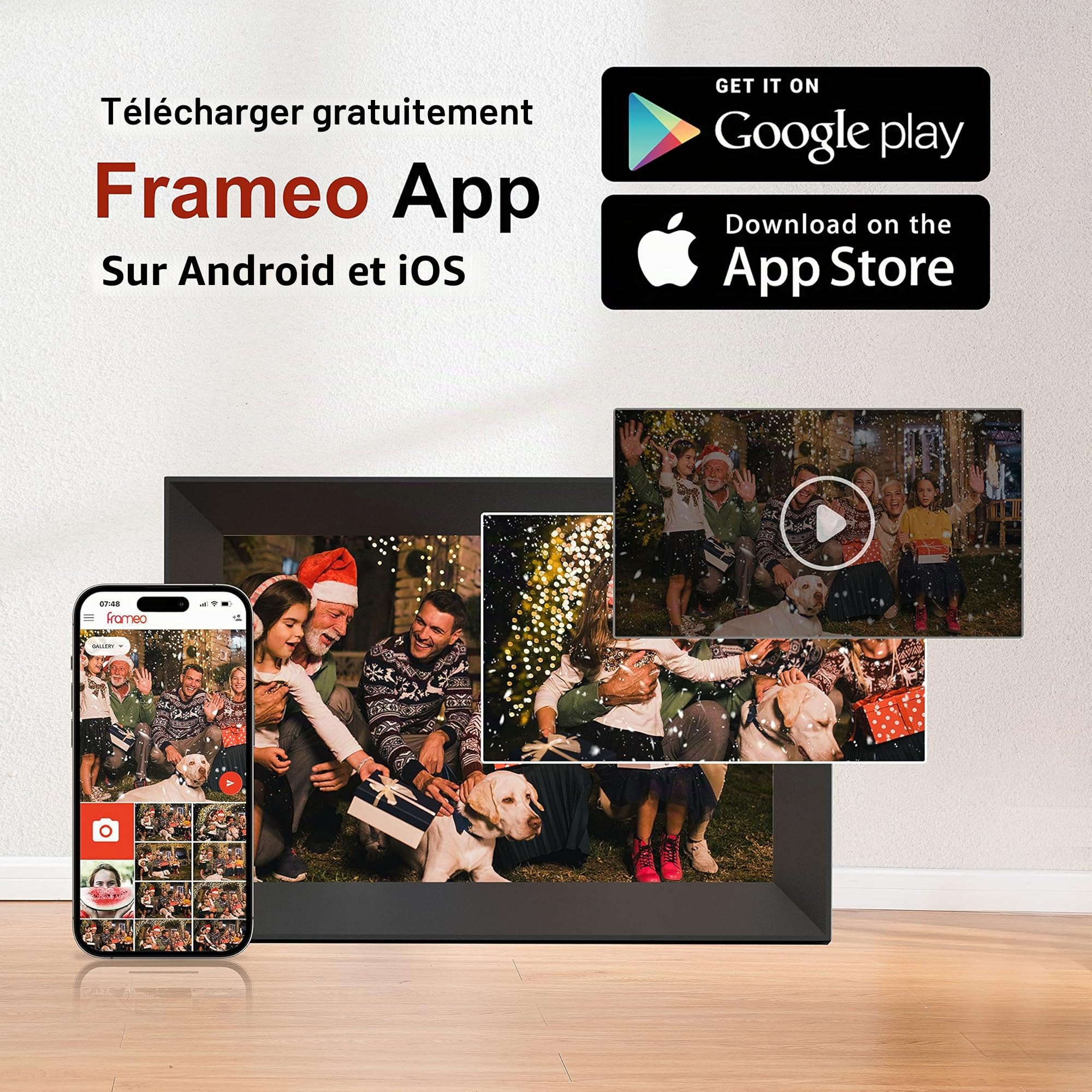 Frameo Cadre Photo numérique WiFi 10 Pouces, écran Tactile IPS 1280 * 800, partagez des Photos ou des vidéos Via l'application Frameo, pour la fête des mères