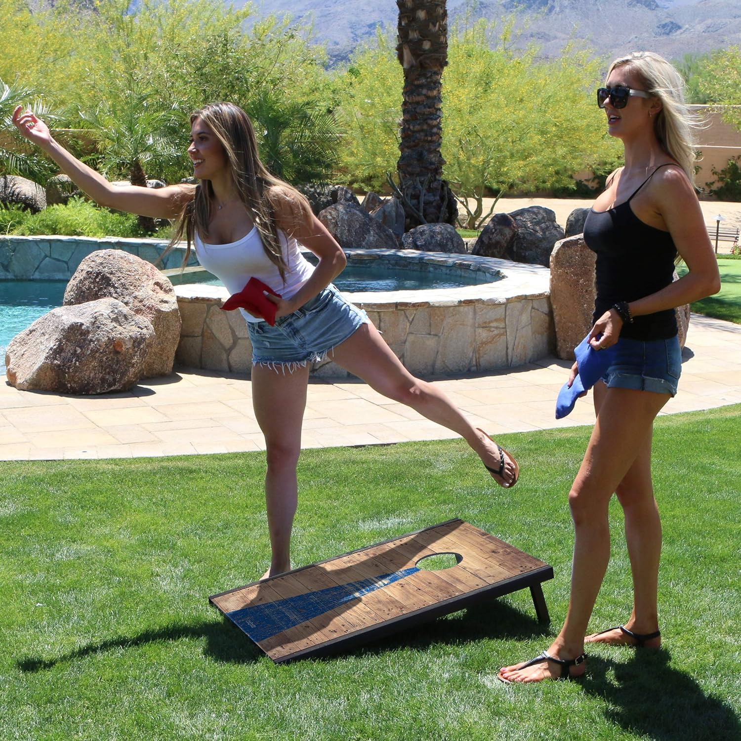 GoSports Classic Cornhole Set with Rustic Wood Finish | Includes 8 Bags, Carry Case and Rules, Steel , 3 x 2 feet : Sports & Outdoors