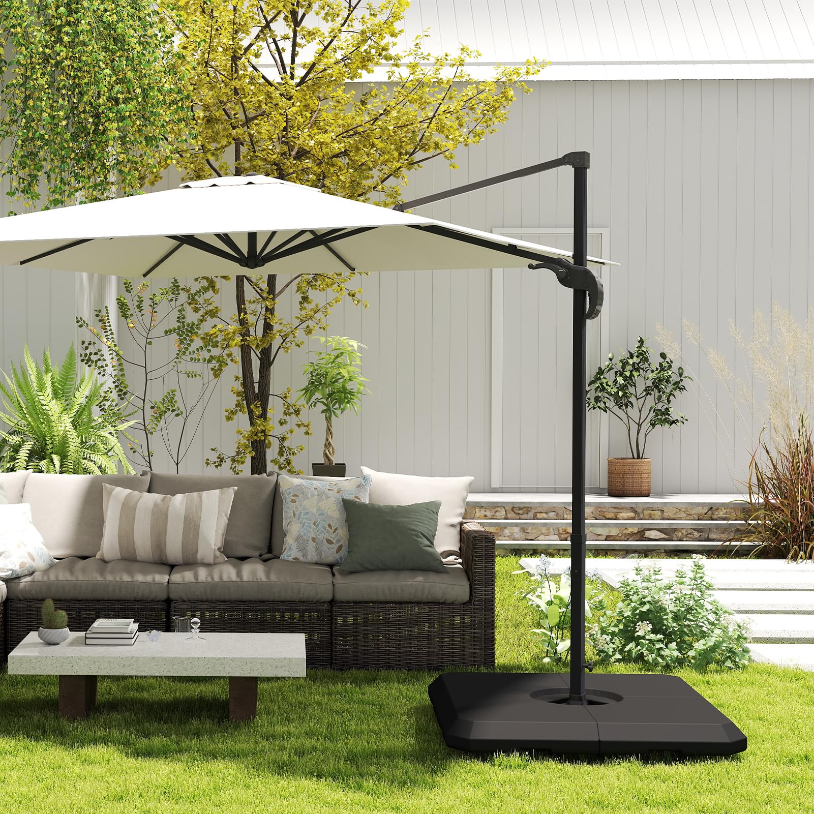 C-Hopetree 317lb Heavy Duty Base Weights Stand for Offset Cantilever Outdoor Patio Umbrella, 4 Piece Set, Black : Patio, Lawn & Garden
