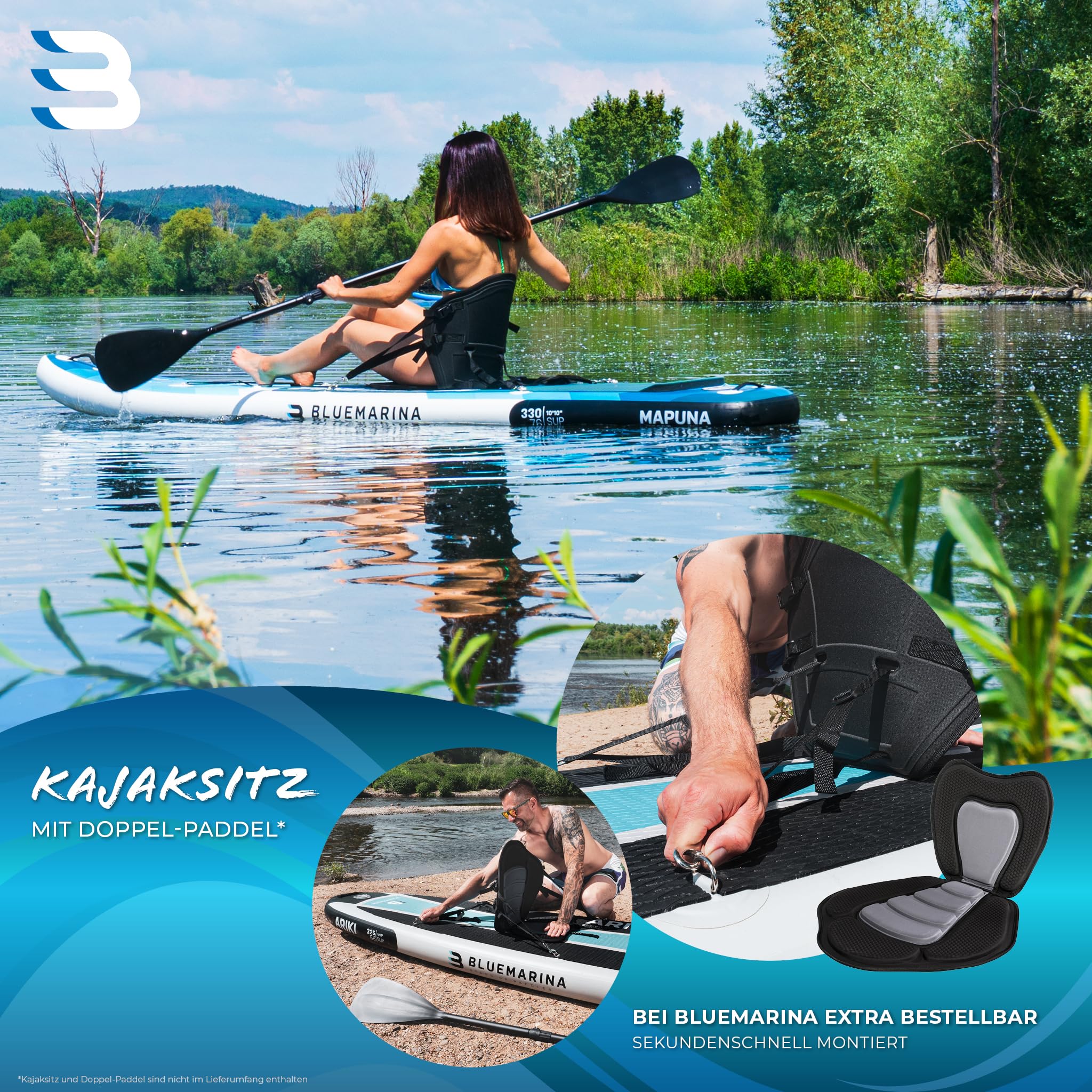 Stand Up Paddling Board | Bluemarina Mapuna 330x76x16 cm bis 200 kg | 𝟓 𝐉𝐀𝐇𝐑𝐄 𝐆𝐀𝐑𝐀𝐍𝐓𝐈𝐄 - SUP Board - Stand Up Paddle - Standup Paddle Board - Surfbrett aufblasbar (Mapuna 330x76x16)