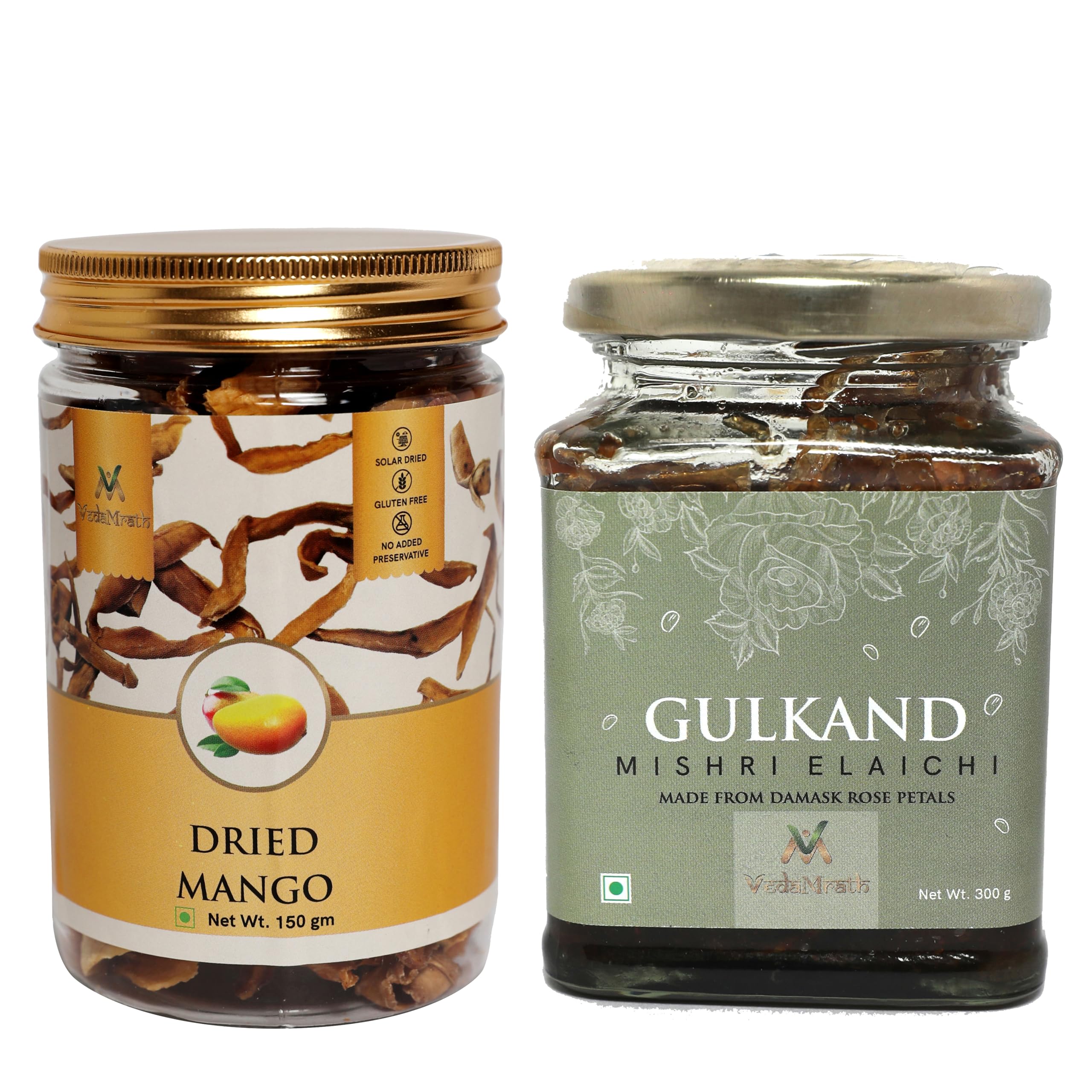VedaMrath Solar Dried Mango Cubes | Healthy Mango Snack | 100% Natural, Vegan(150gm)||VedaMrath Natural Homemade Organic Mishri Elaichi Gulkand 300Gm (Pack of 2)-image-39
