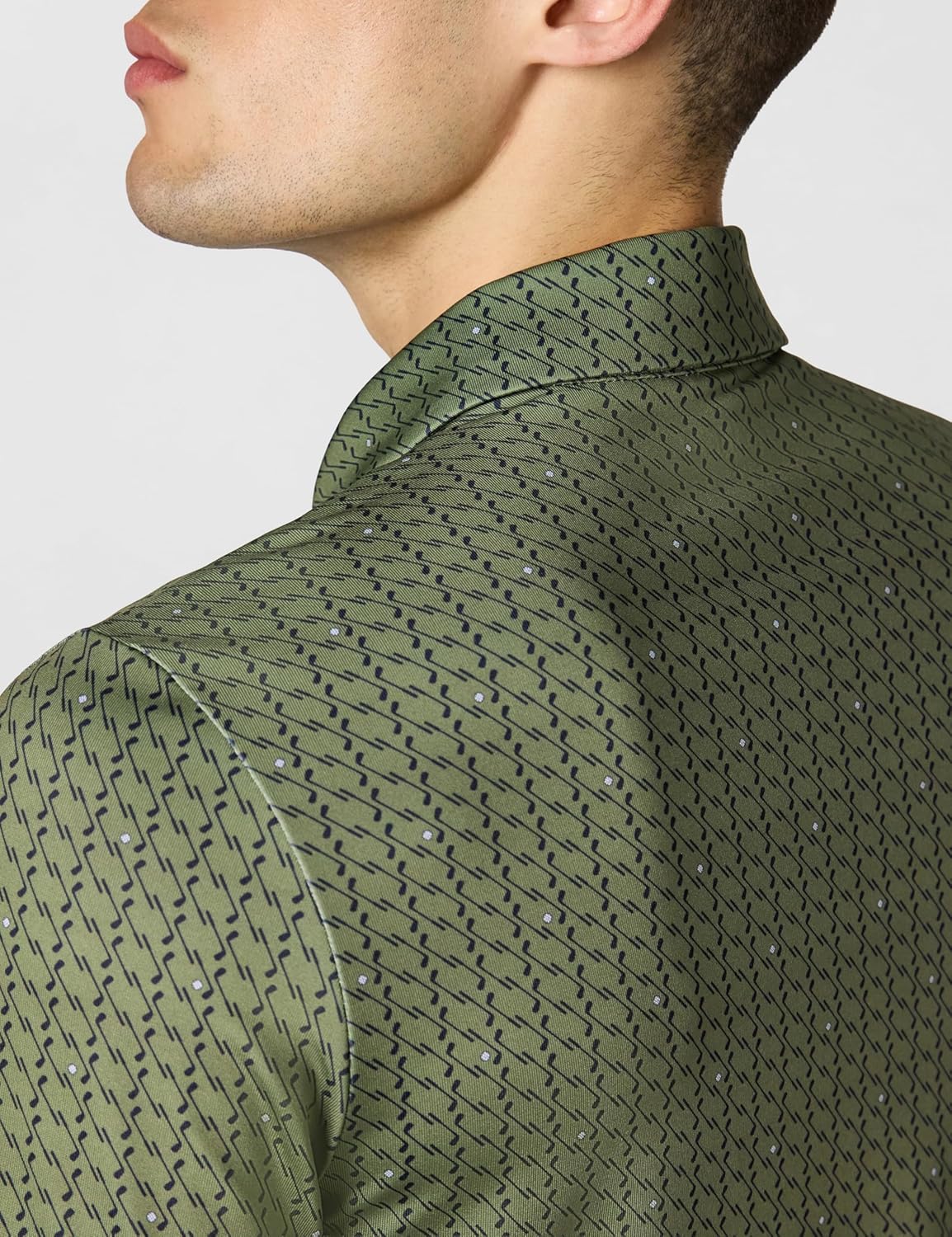 Lacoste Men's Anti-UV Printed Golf Polo Shirt, Khaki/Navy Blue, Large - Image 6