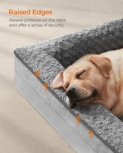 Miniatura 3 de Feandrea Cama ortopédica para perros grandes, sofá cama impermeable para perros con funda extraíble lavable, 42 x 32 x 7 pulgadas, gris paloma