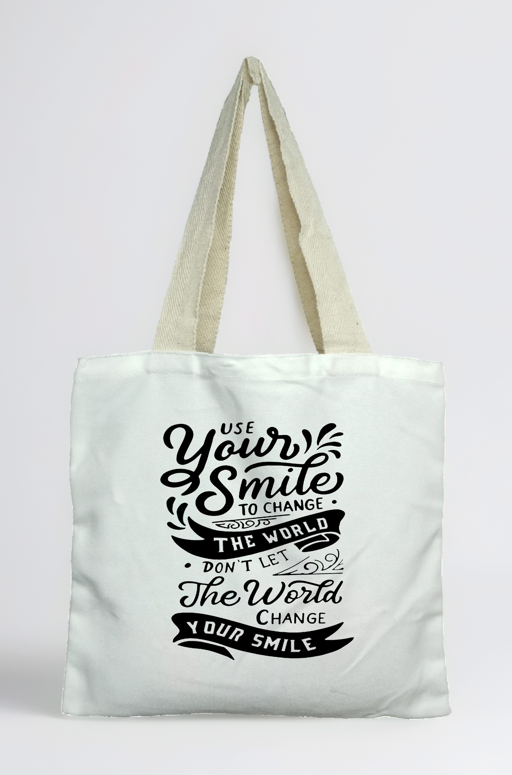 Fully Washable Easy to Carry Foldable Quote Printed Tote Bag