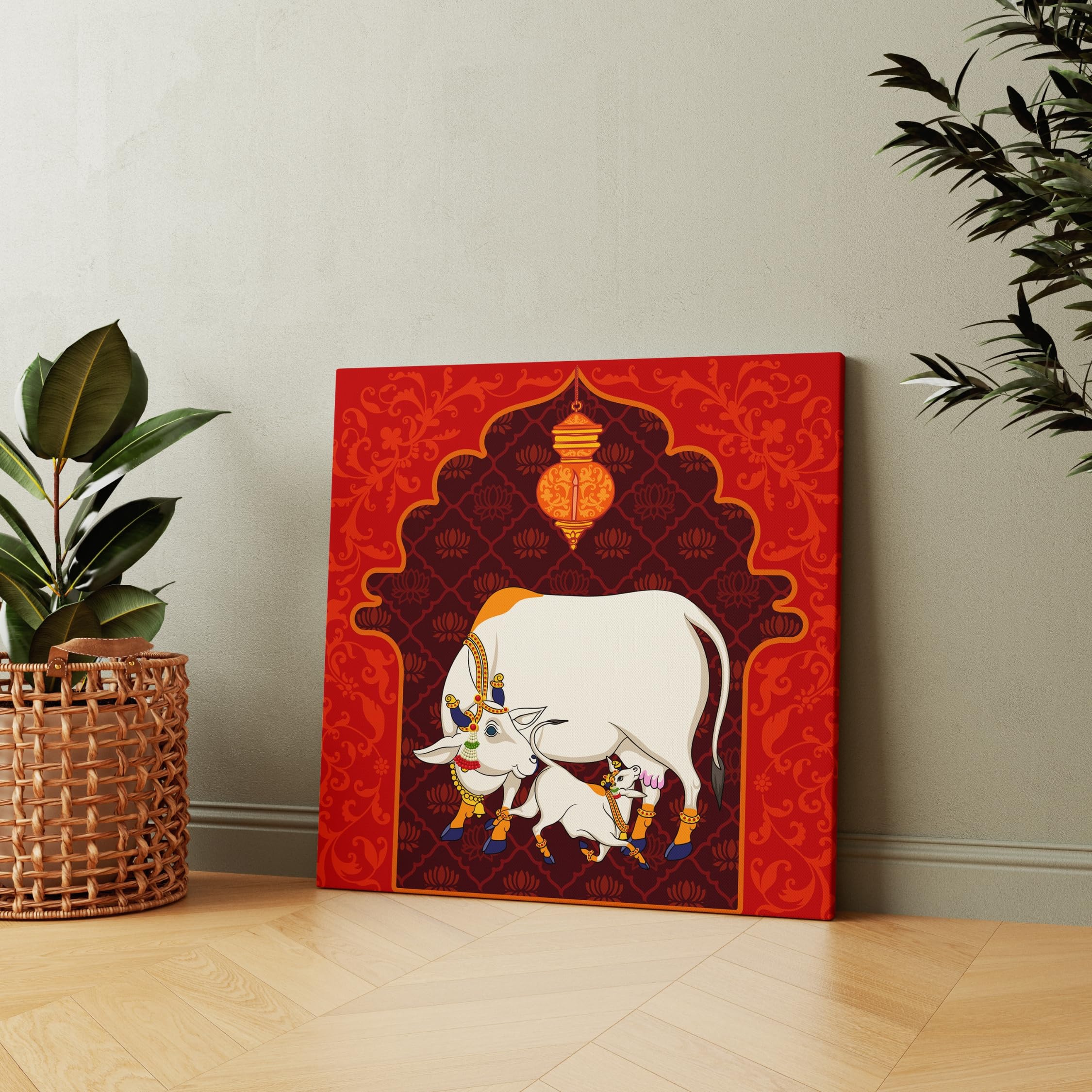Casperme Kamdhenu Cow Vastu Prosperity Cotton Canvas Wall Painting For Living Room big size for Bedroom, Hotels & Office Decoration (Red, 36 x 36 inches) (B0D81H2Q4W) Amazon Price History, Amazon Price Tracker