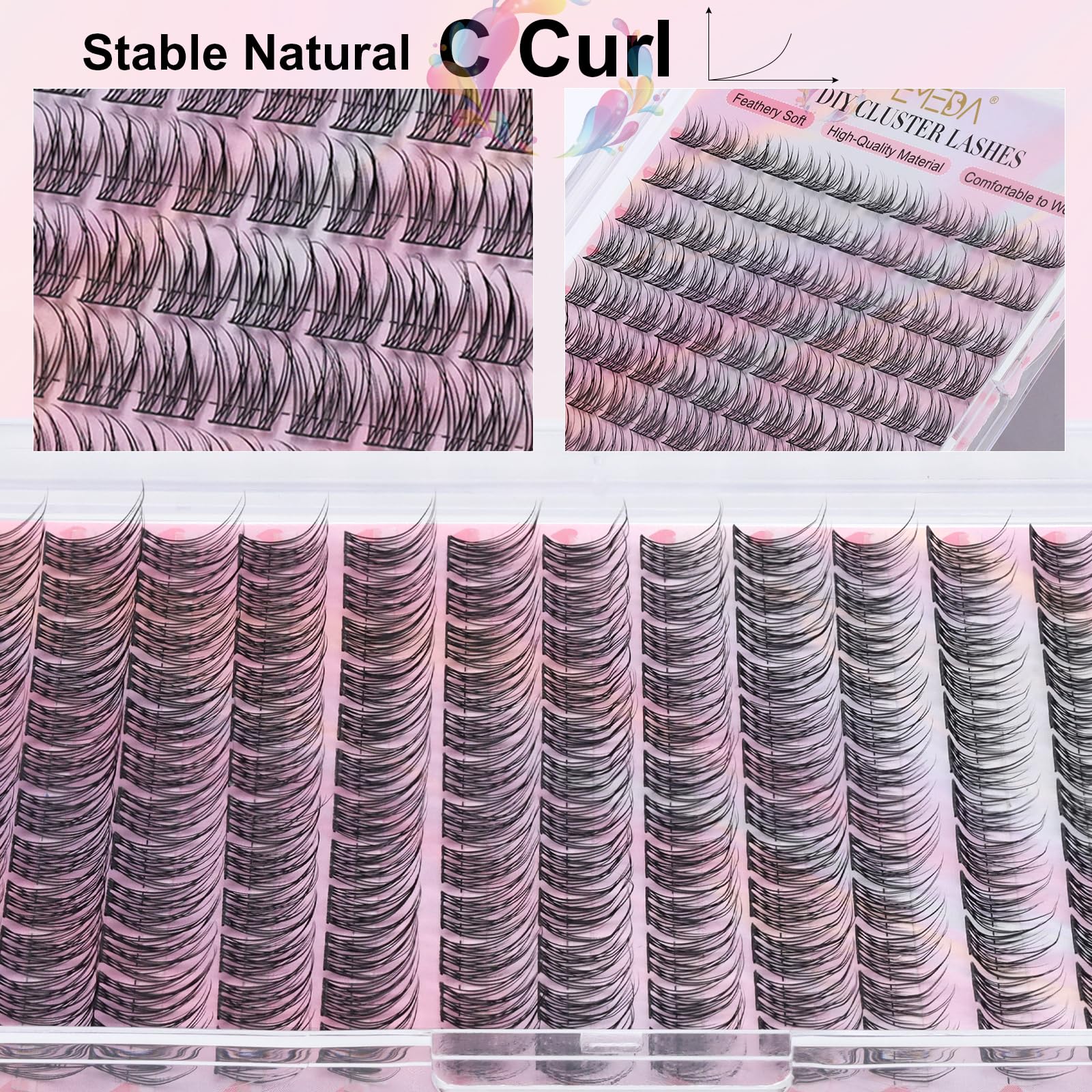 EMEDA ciglia finte ciuffetti, Ciglia a grappolo morbide e naturali 10mm 11mm 12mm 13mm mix DIY extension ciglia individuali fai da te ciuffetti ciglia naturali e Morbide (EME134 mix)