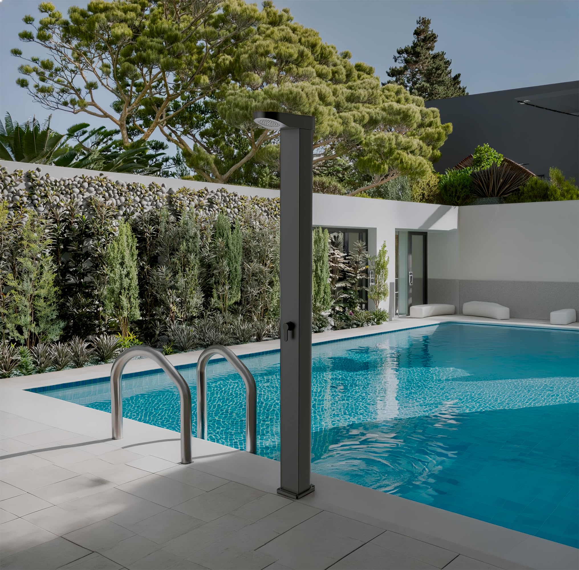Ducha Solar Aluminio 35L Fenix | Diseño Contemporáneo 207cm | Garantía 3 Años | Piscina y Jardín