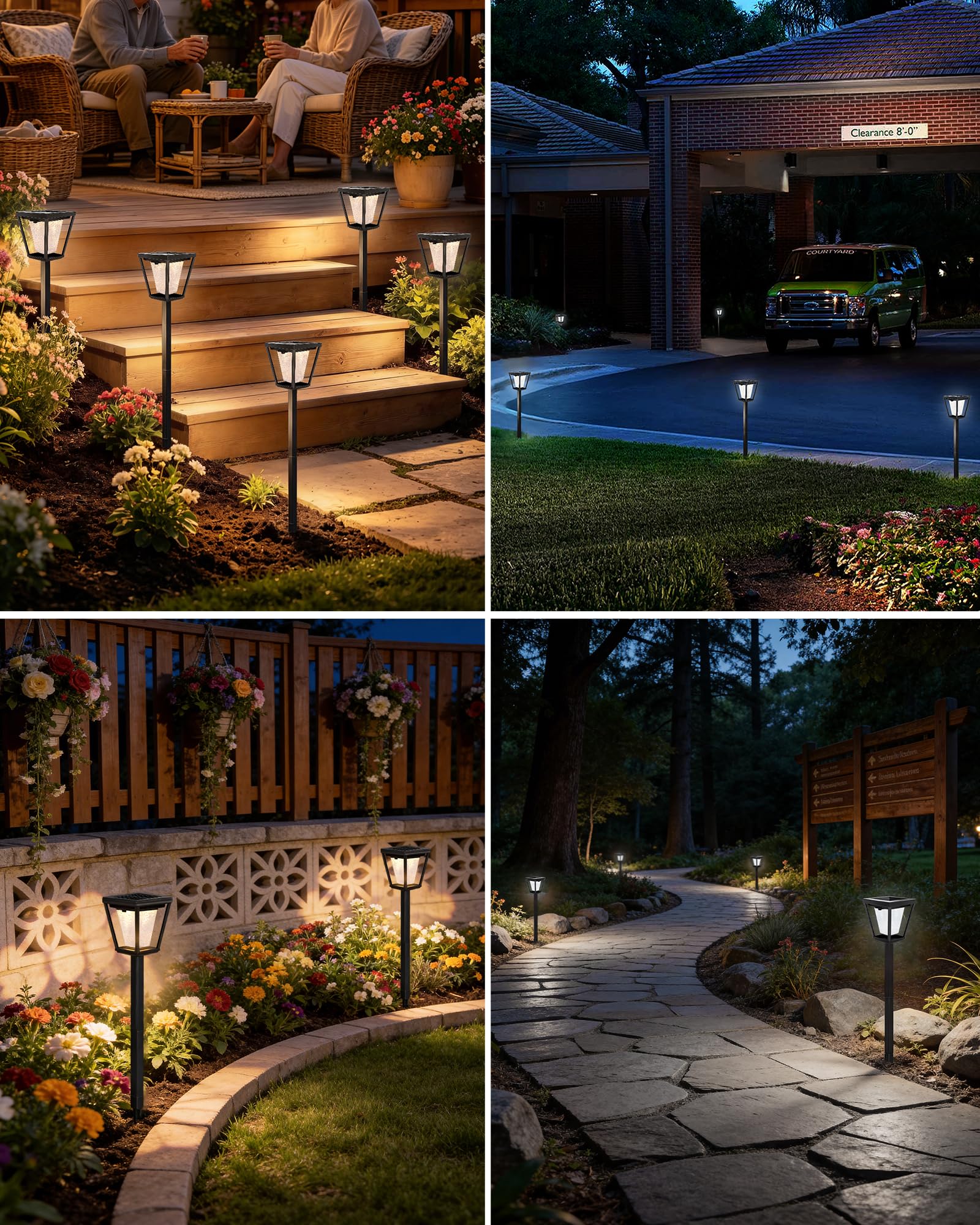 BRIMAX Lampade Solari da Giardino con Picchetto, 3000K/6000K Regolabili | 4 pezzi, IP65 impermeabili, accensione automatica, per vialetto, terrazza, giardino, sentiero, decorazione esterna