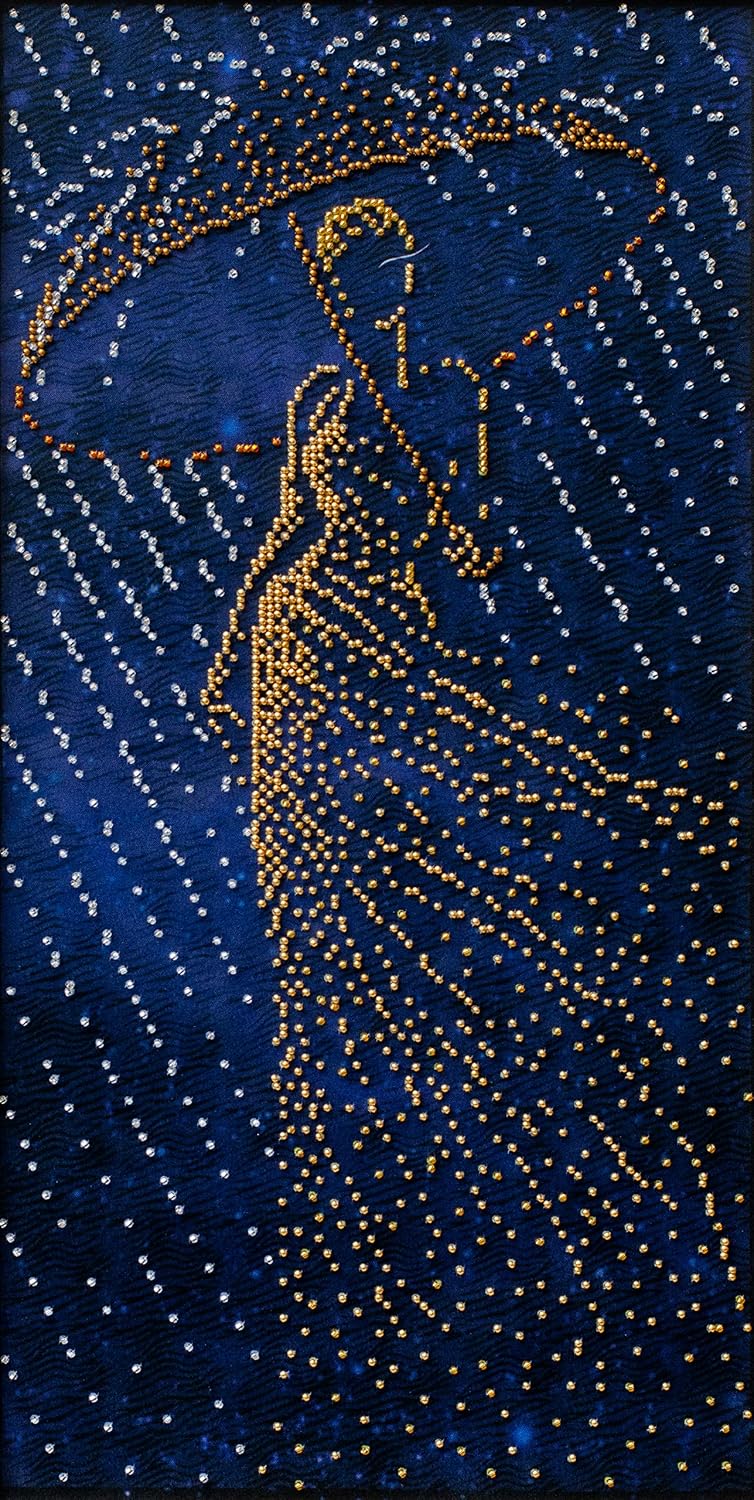 BeadsCreative Melody of Rain - TN-1320 Bead Embroidery kit 16.54inch x 8.27inch / 42 21 cm Contemporary DIY with Beads Needlework Handcraft Needle Arts Decor Green, White, Blue 7.87inch