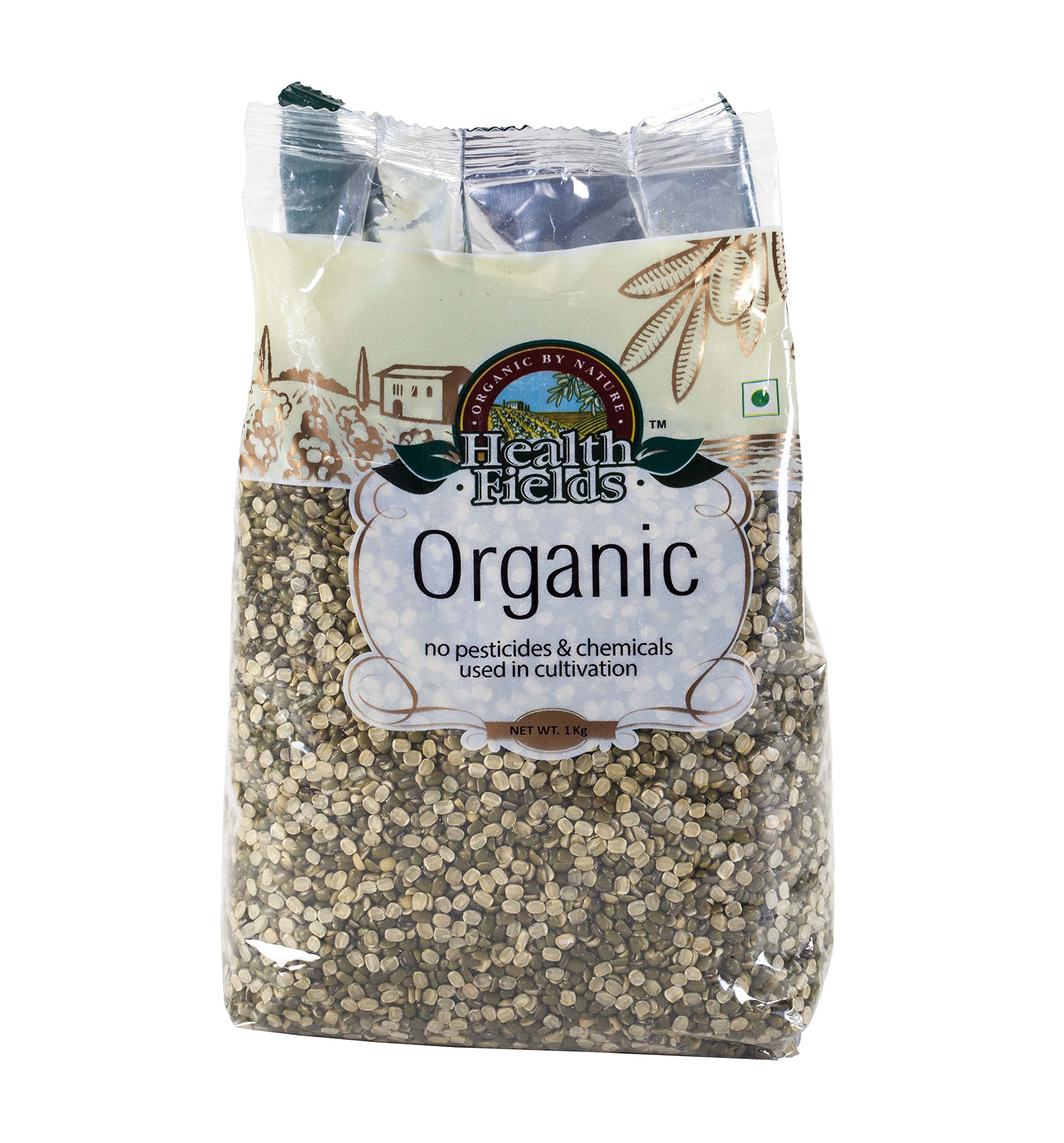 Health Fields Organic Moong Dal Chilka, Green Gram, Unpolished with Skin - 1 KG